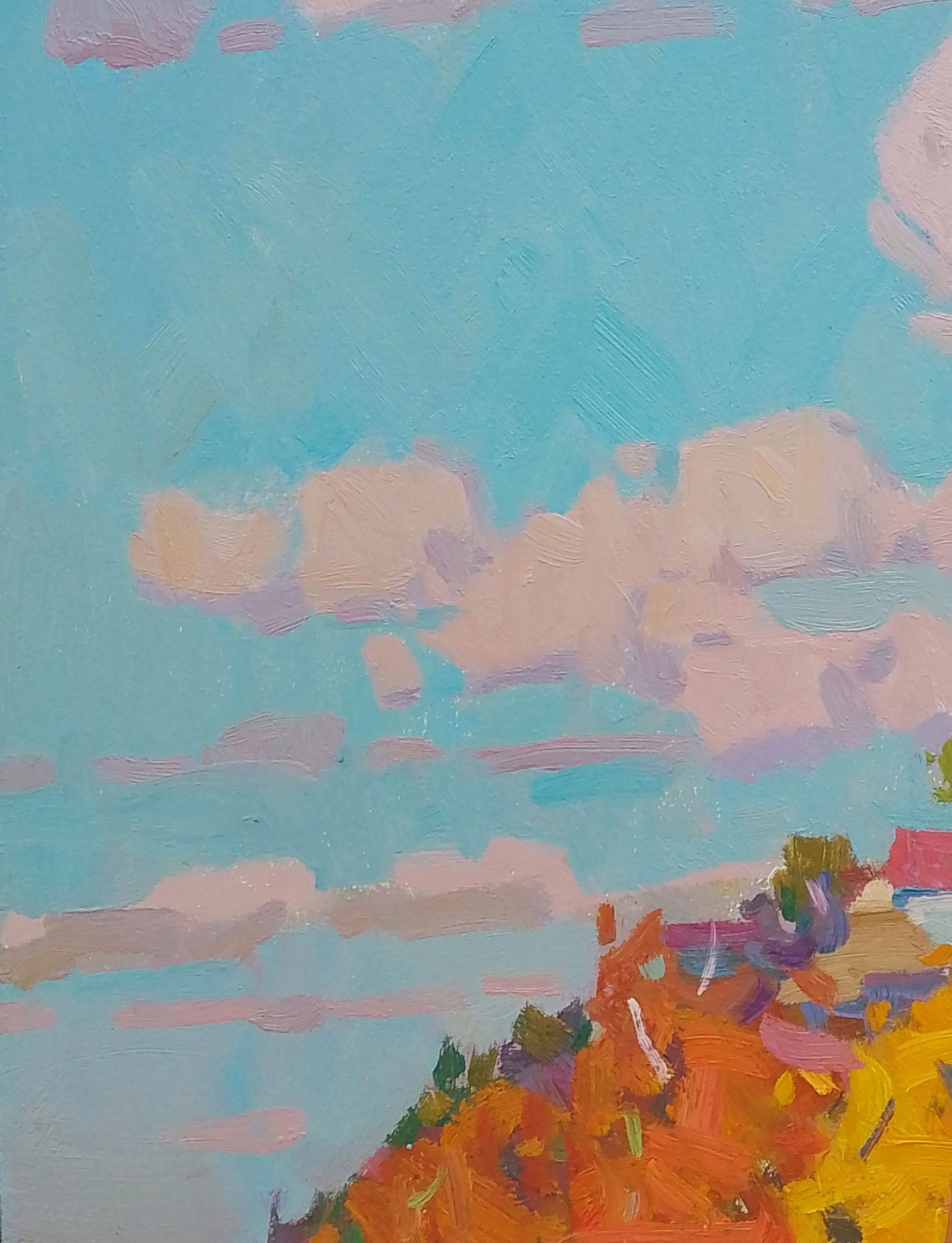 Oil painting Autumn village in the distance Igor Tuzhikov - 3