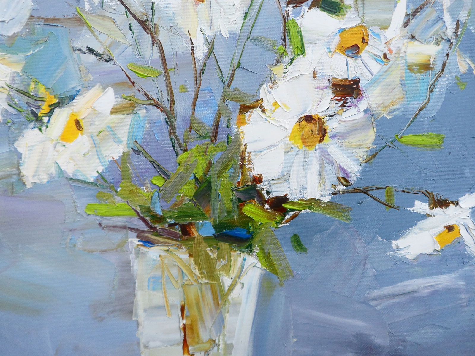 Oil painting White Chrysanthemums Yegor Dulin - 3