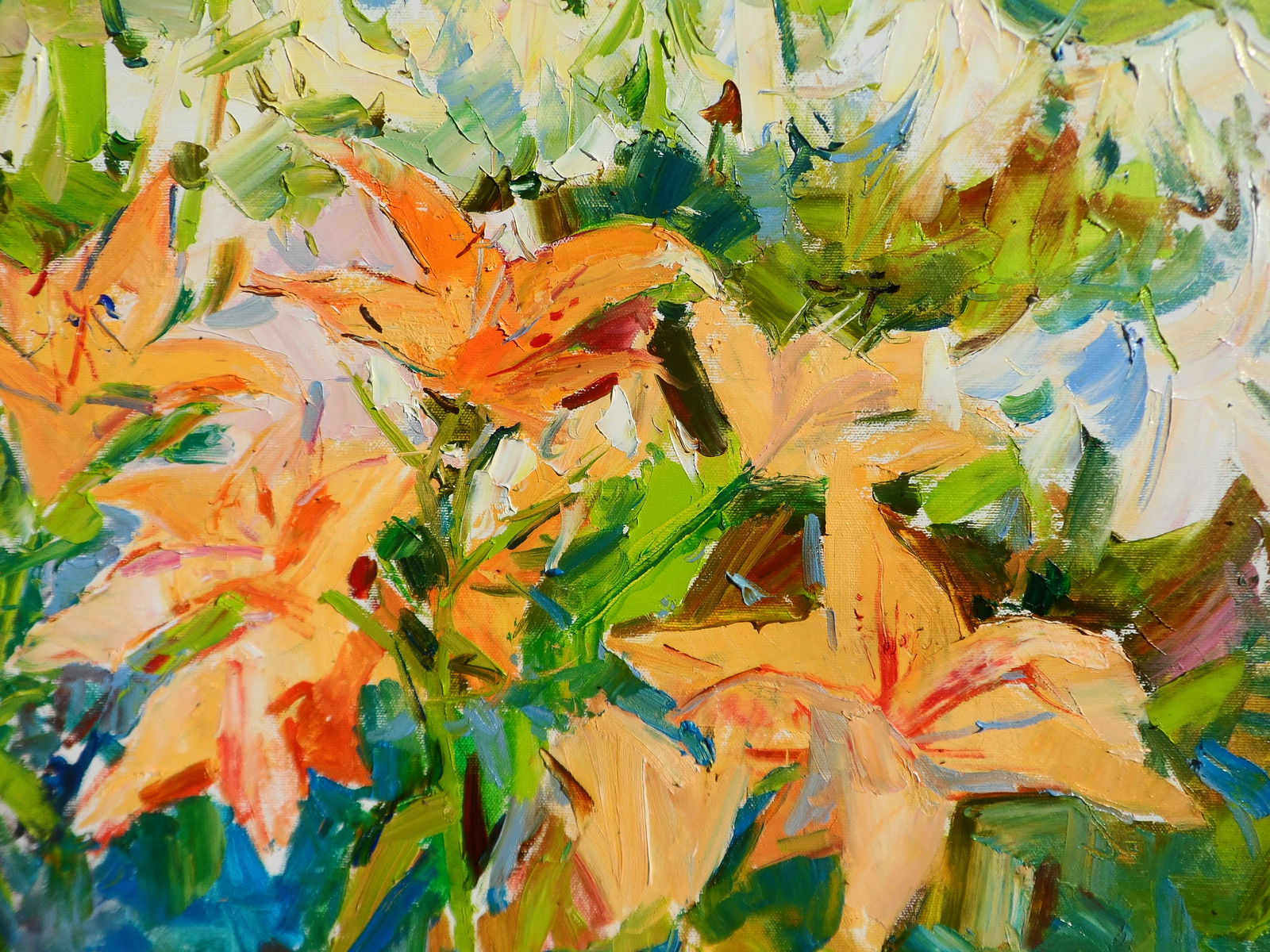 Oil painting Orange and White Lilies flowers Yegor Dulin - 7