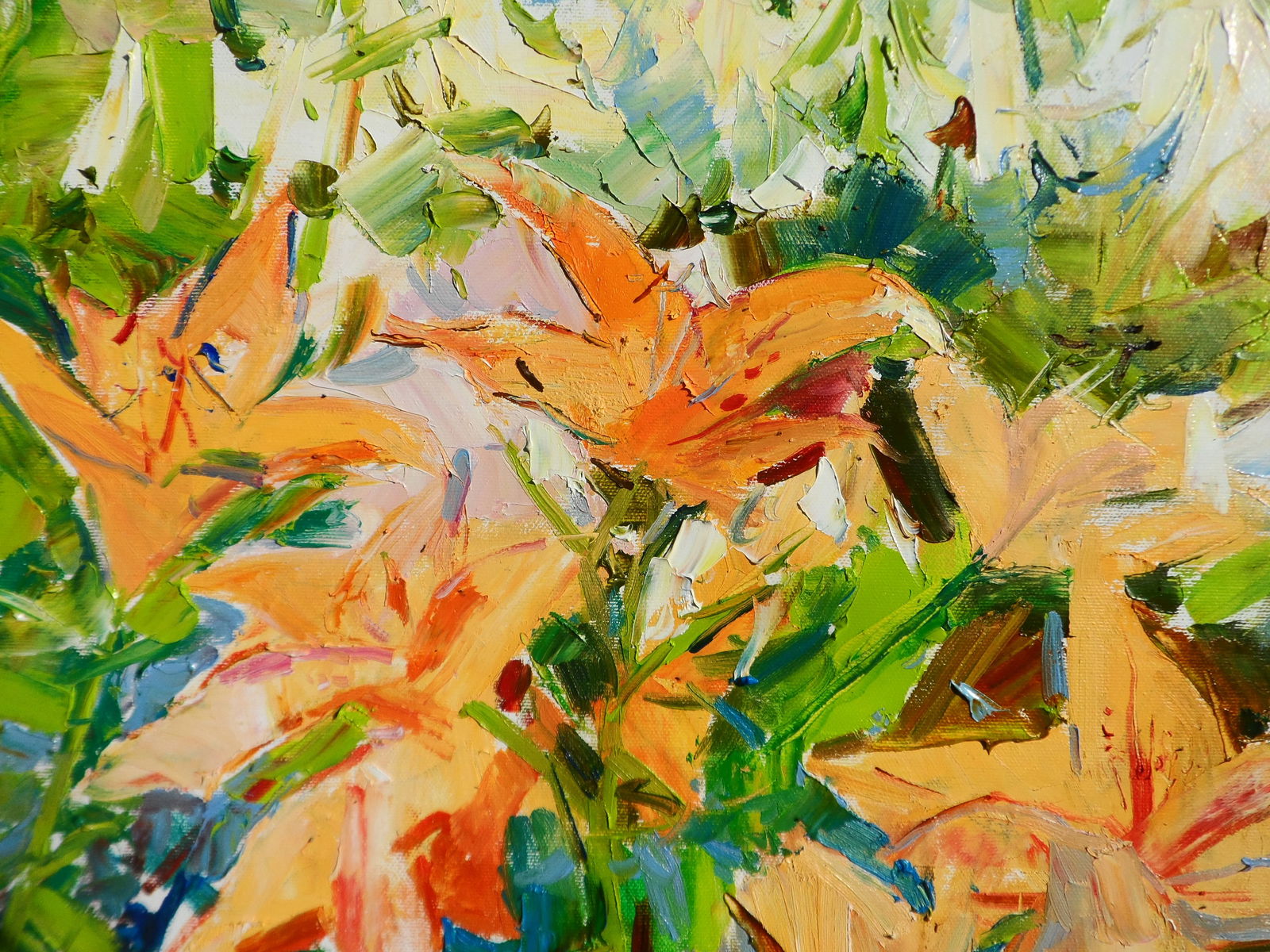 Oil painting Orange and White Lilies flowers Yegor Dulin - 8