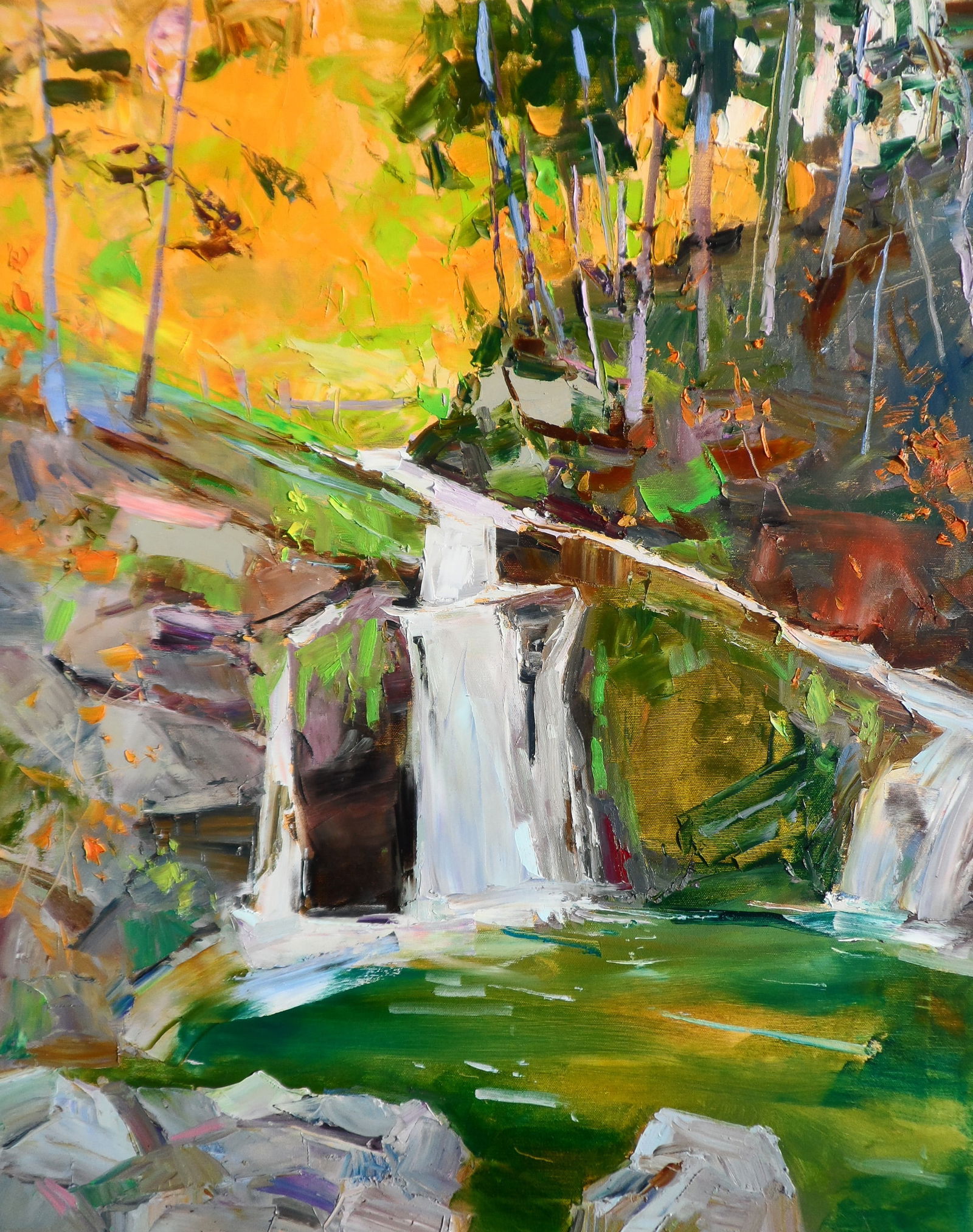 Oil painting Mountain river in Forest Yegor Dulin: Title: Oil painting Mountain river in Forest Yegor Dulin Description: 11DUL Painter: Yegor Dulin Size: 80?65 cm/31.49x25.59 inches Components: oil, canvas Original painting CONDITION: excellent ARTIST