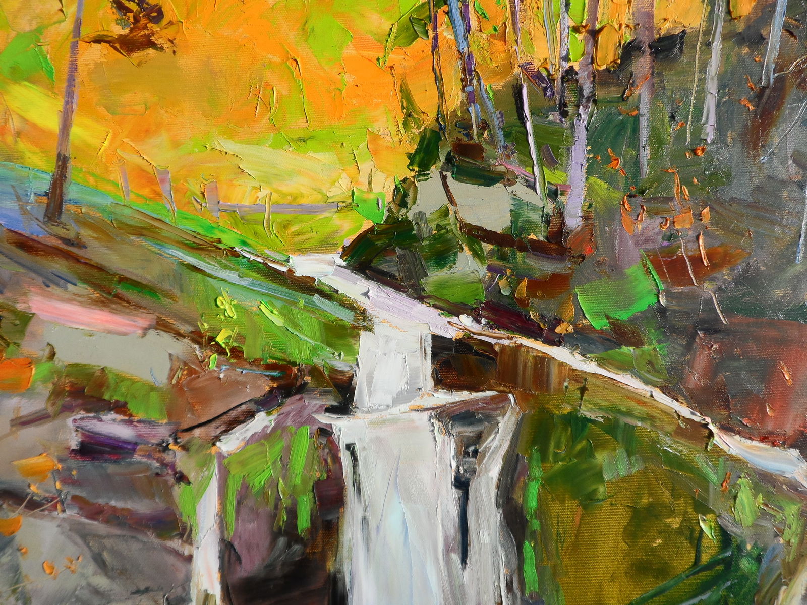 Oil painting Mountain river in Forest Yegor Dulin - 2