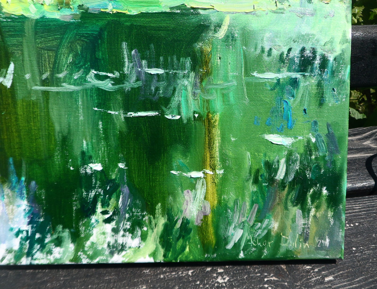 Oil painting Water Lilies in a Forest Lake Yegor Dulin - 11