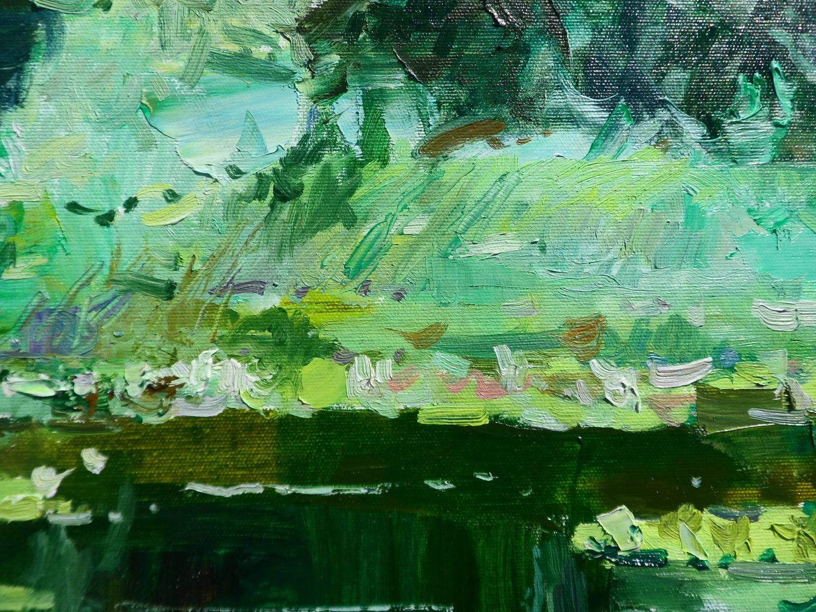 Oil painting Water Lilies in a Forest Lake Yegor Dulin - 3