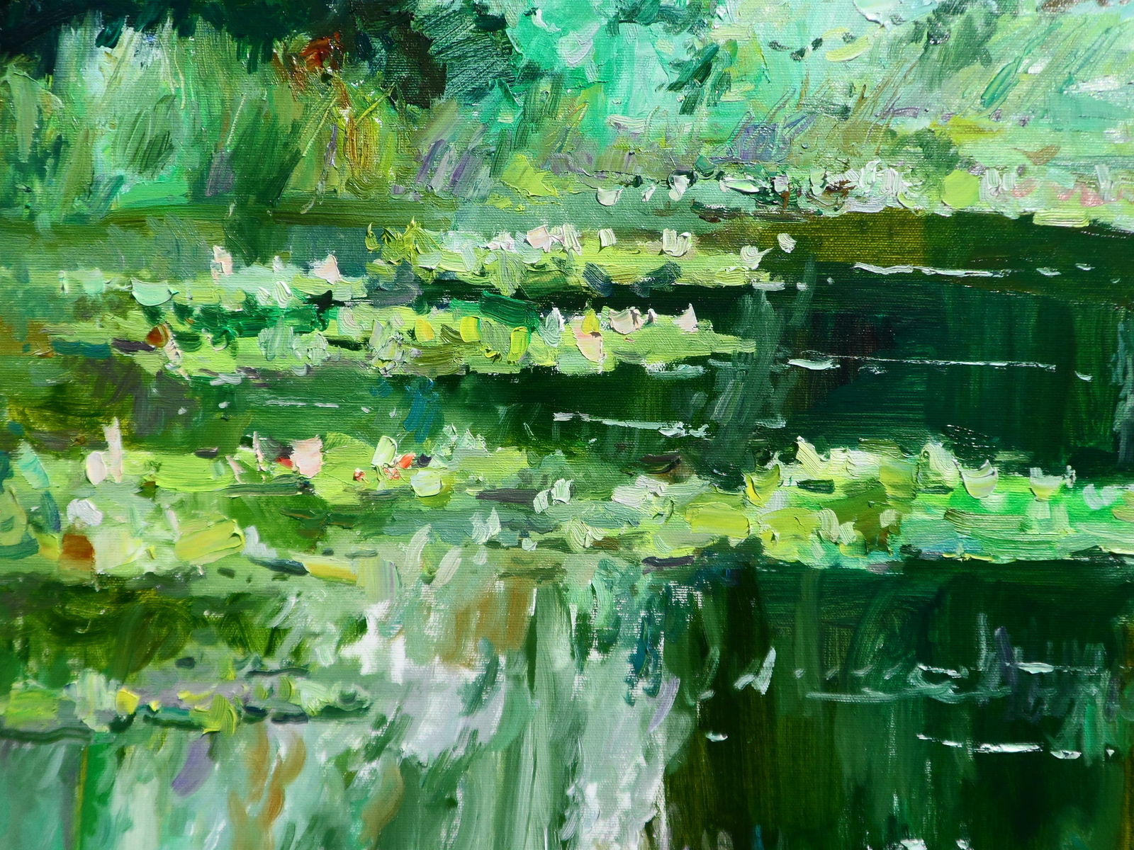 Oil painting Water Lilies in a Forest Lake Yegor Dulin - 8