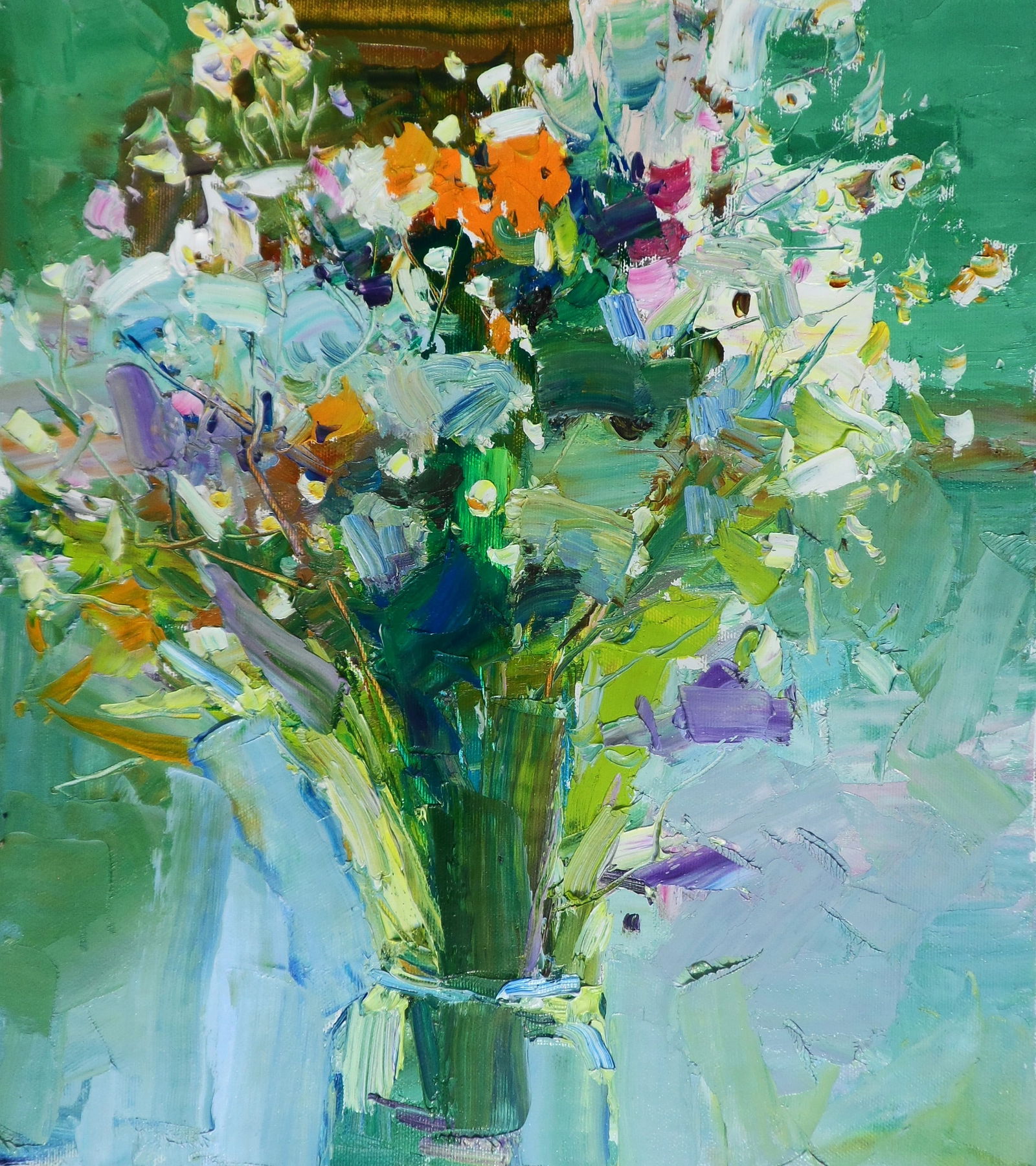 Oil painting Wildflowers in a Vase Yegor Dulin: Title: Oil painting Wildflowers in a Vase Yegor Dulin Description: 19DUL Painter: Yegor Dulin Size: 40?35 cm/15.74x13.77 inches Components: oil, canvas Original painting CONDITION: excellent ARTIST: D