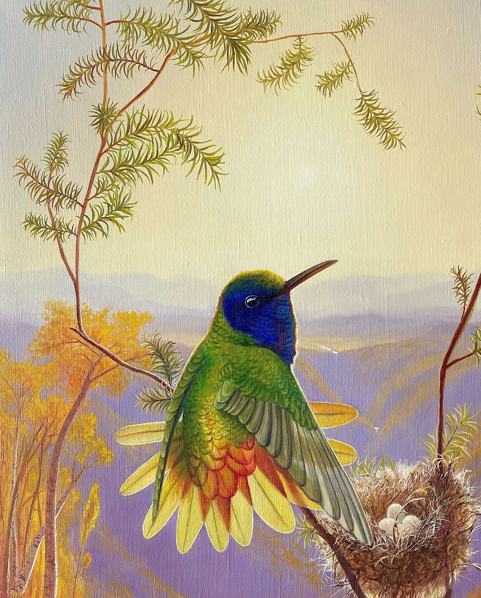Oil painting Hummingbird nest Kateryna Bukuros - 2