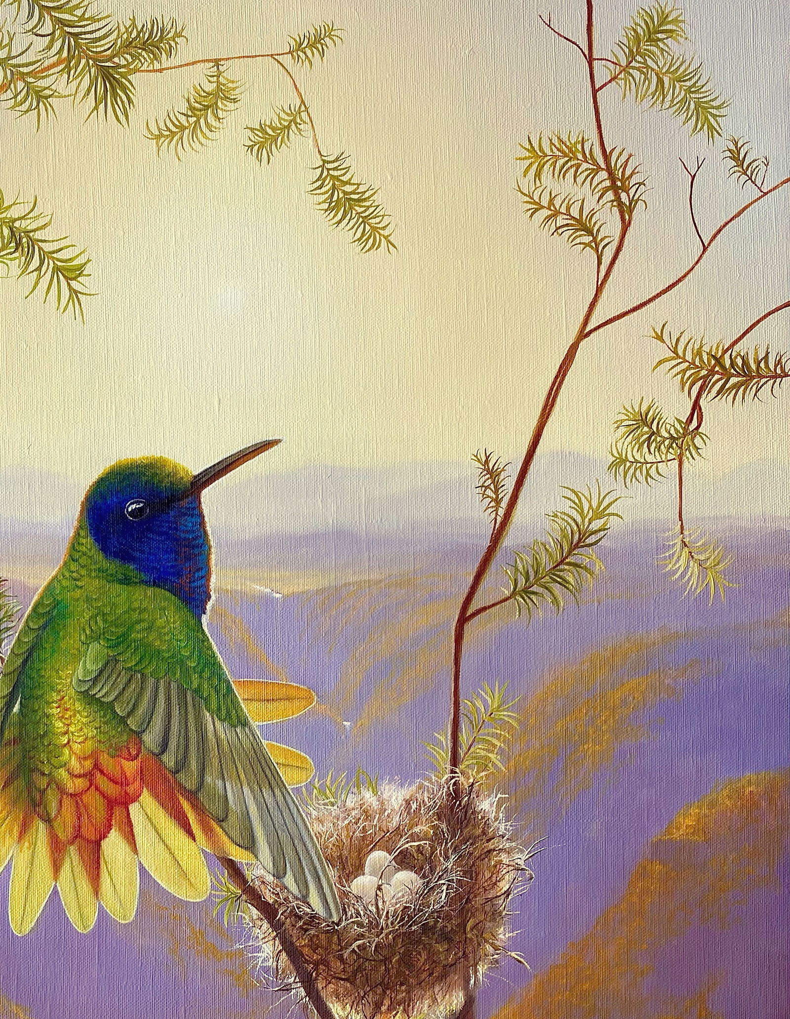 Oil painting Hummingbird nest Kateryna Bukuros - 3