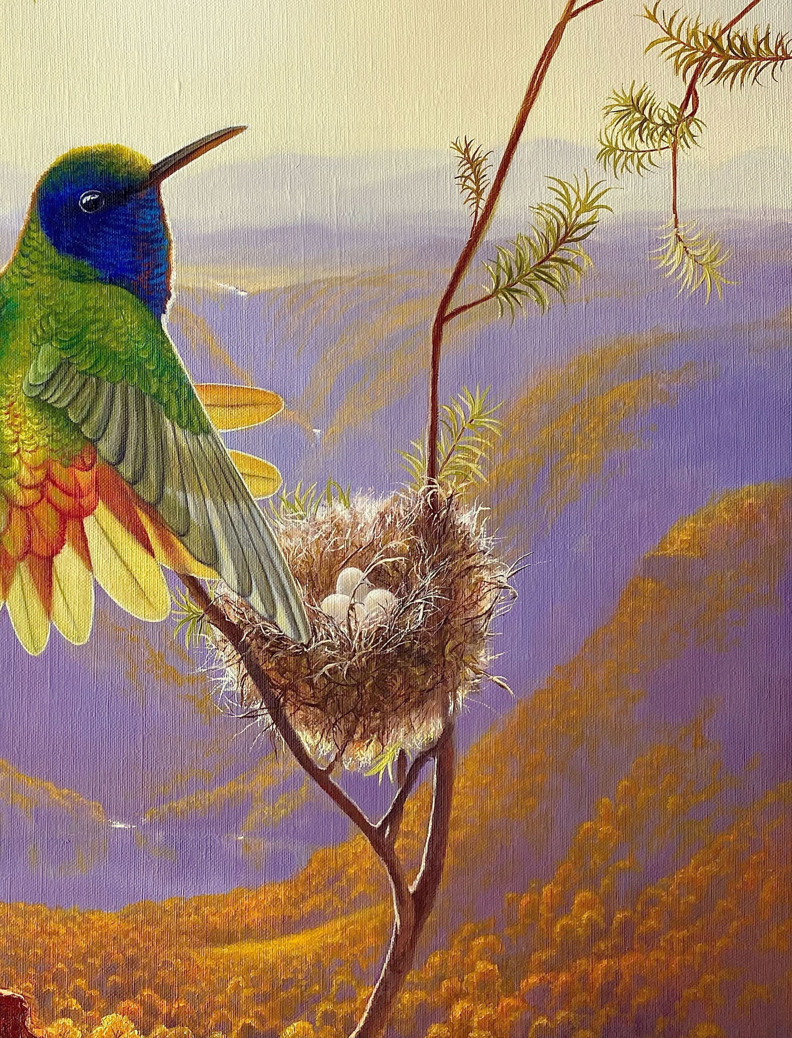 Oil painting Hummingbird nest Kateryna Bukuros - 5