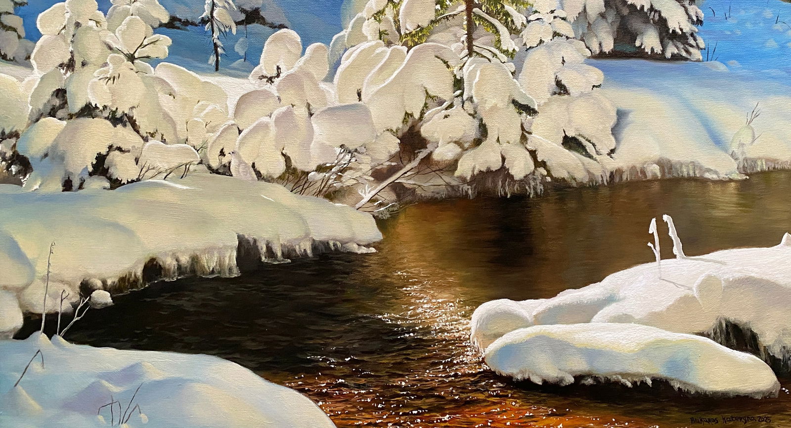 Oil painting Winter forest Kateryna Bukuros - 4