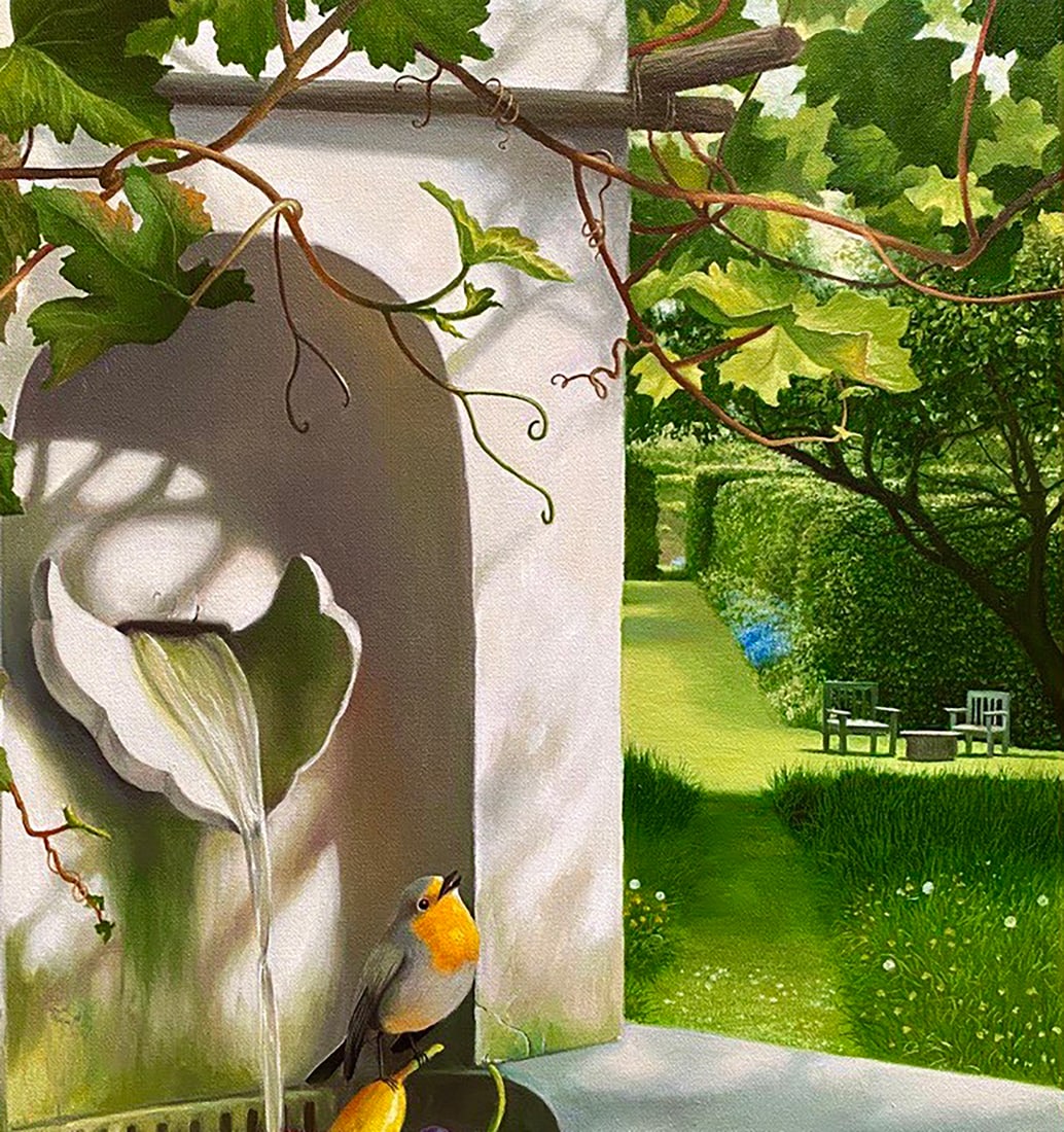 Oil painting Garden with a fountain Kateryna Bukuros - 3