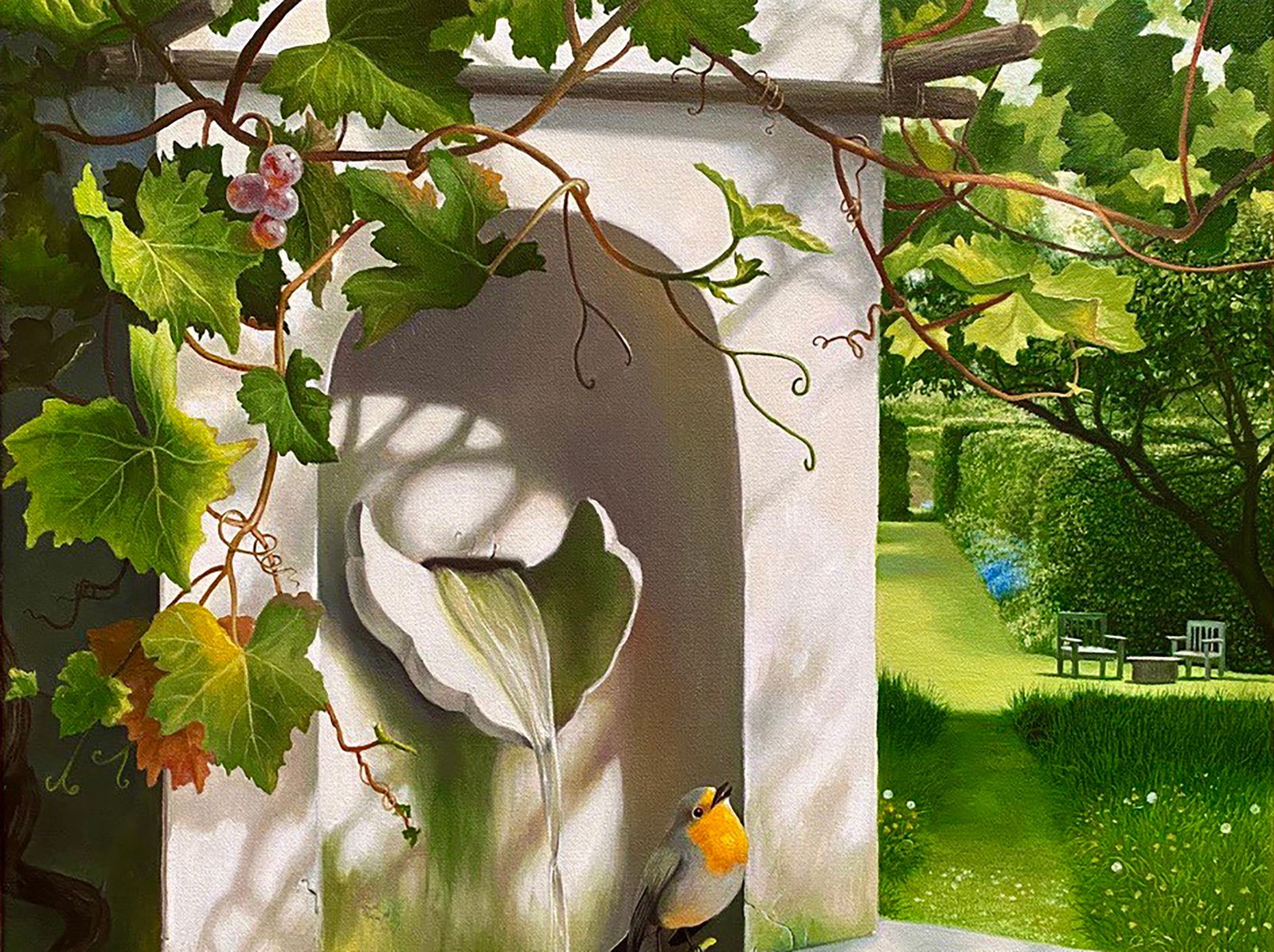 Oil painting Garden with a fountain Kateryna Bukuros - 7