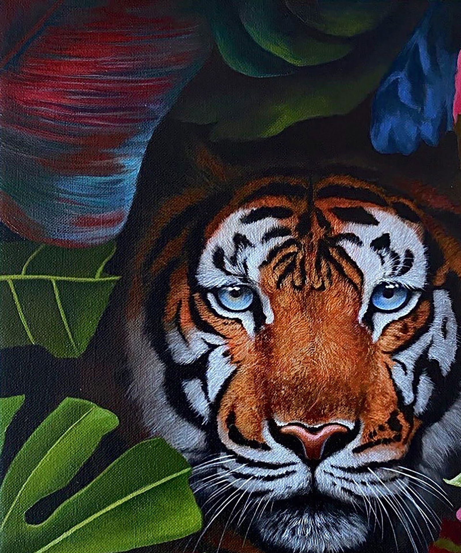 Oil painting Tiger in the bushes Kateryna Bukuros - 2
