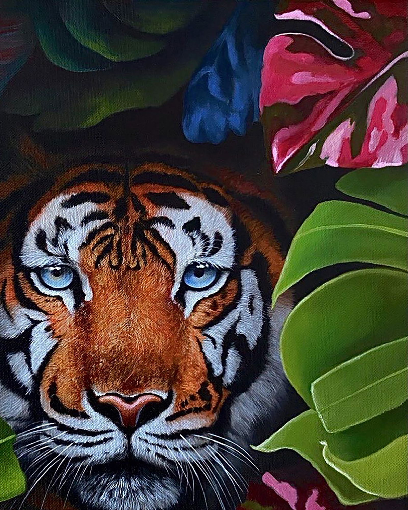 Oil painting Tiger in the bushes Kateryna Bukuros - 3