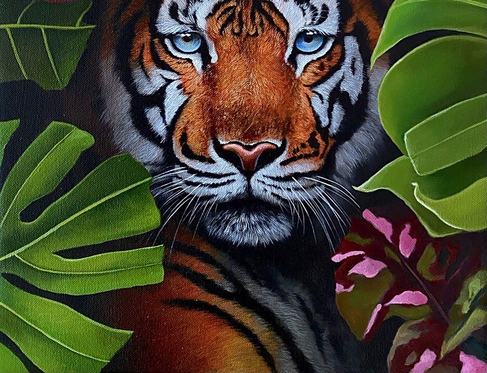 Oil painting Tiger in the bushes Kateryna Bukuros - 7
