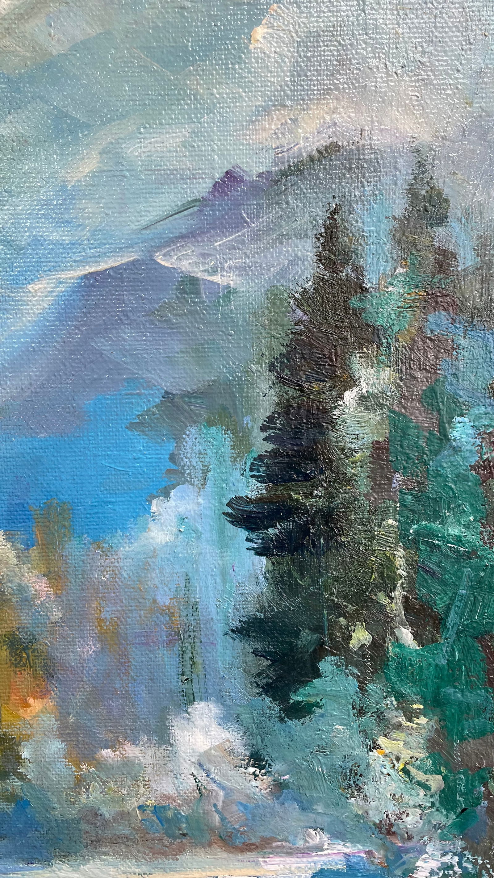 Oil painting Carpathian river Ivan Romanyuk - 2