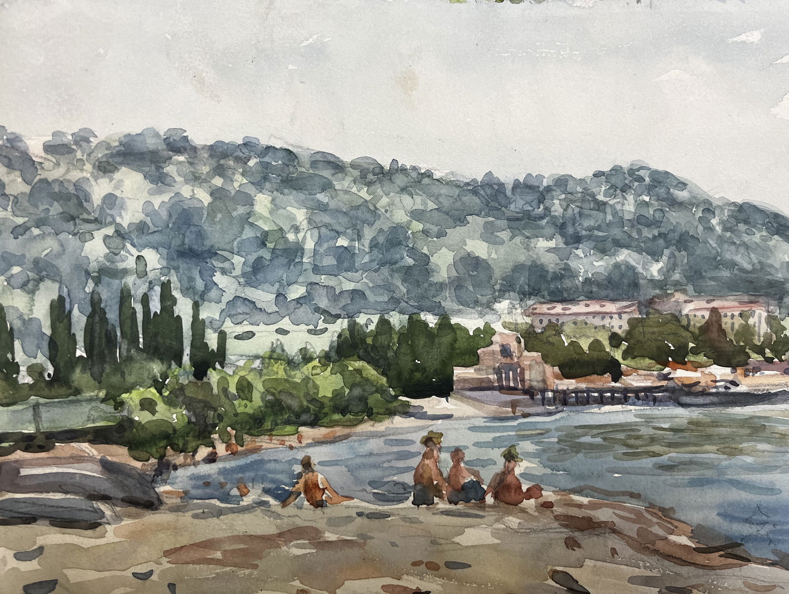 Watercolor painting Sea beach Krikhatsky - 3