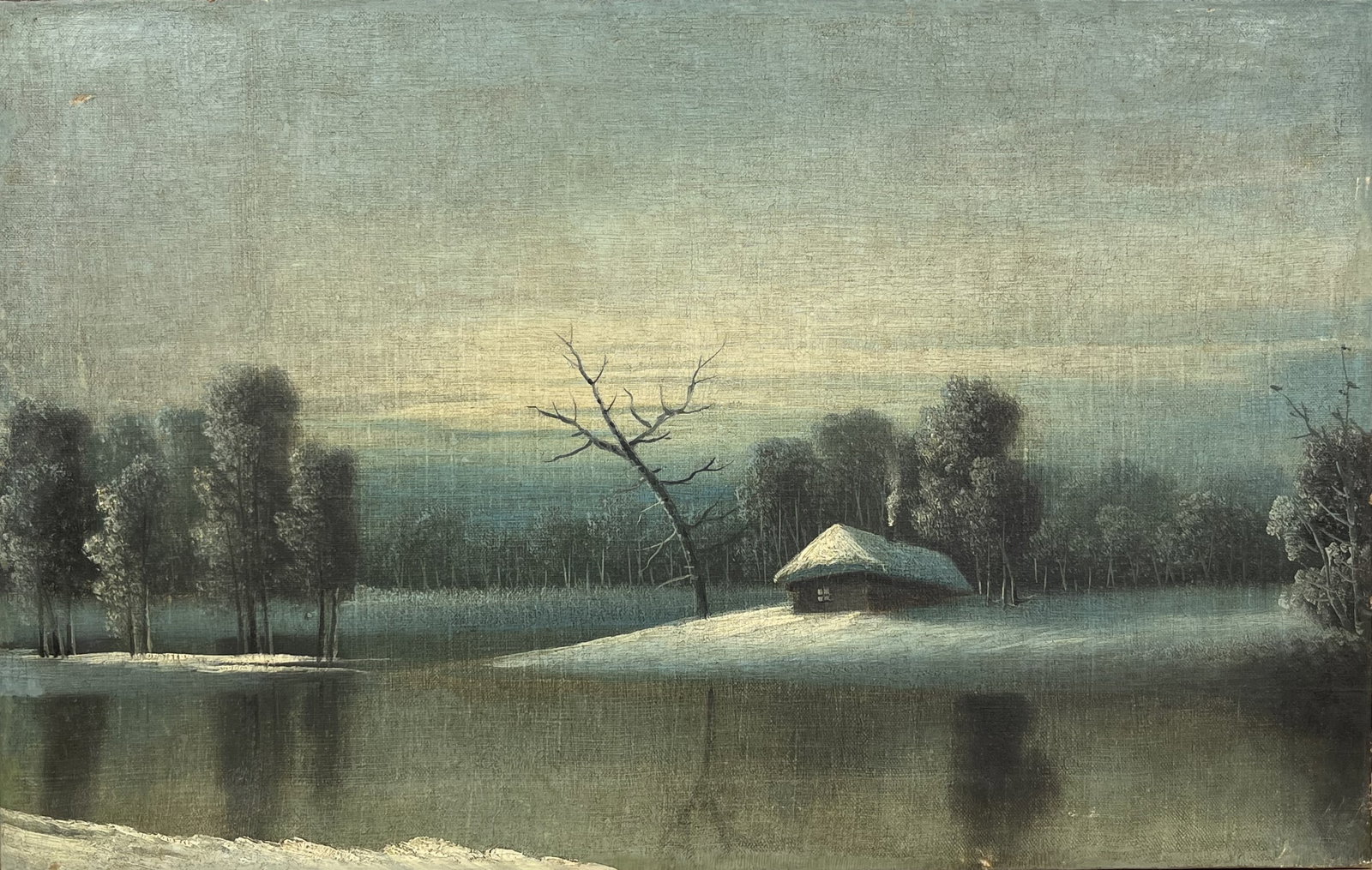 Oil painting Winter night Kronov: Title: Oil painting Winter night Kronov Description: 140AAxDuk Painter: Kronov Size: 47x73,5 cm/18,50x28,93 inches Components: oil, canvas Original painting from our collection ERA: Short