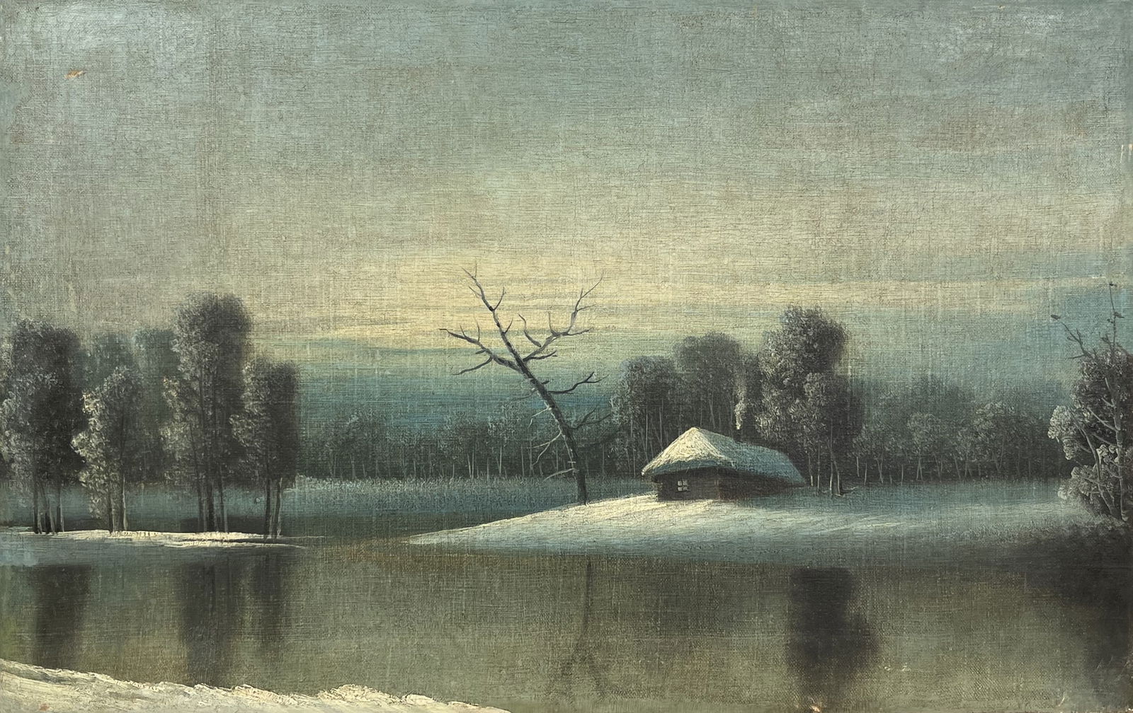 Oil painting Winter night Kronov - 2