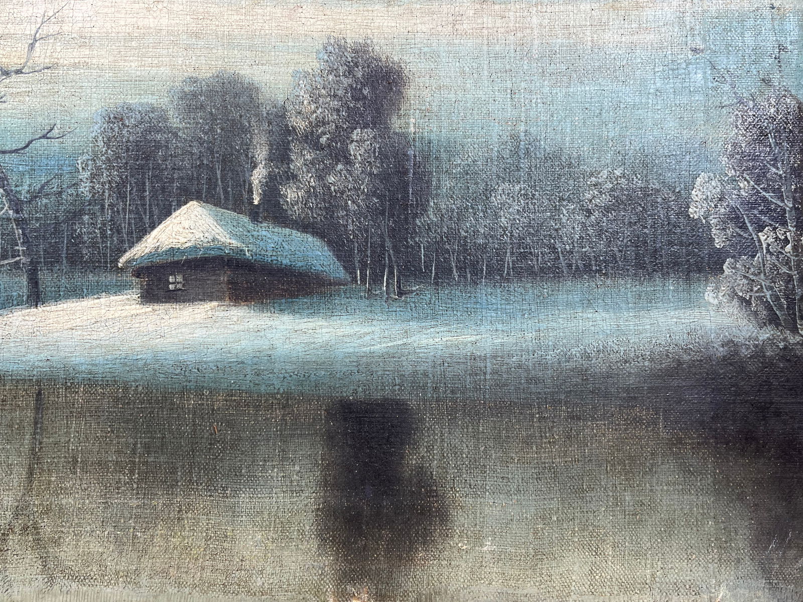 Oil painting Winter night Kronov - 7