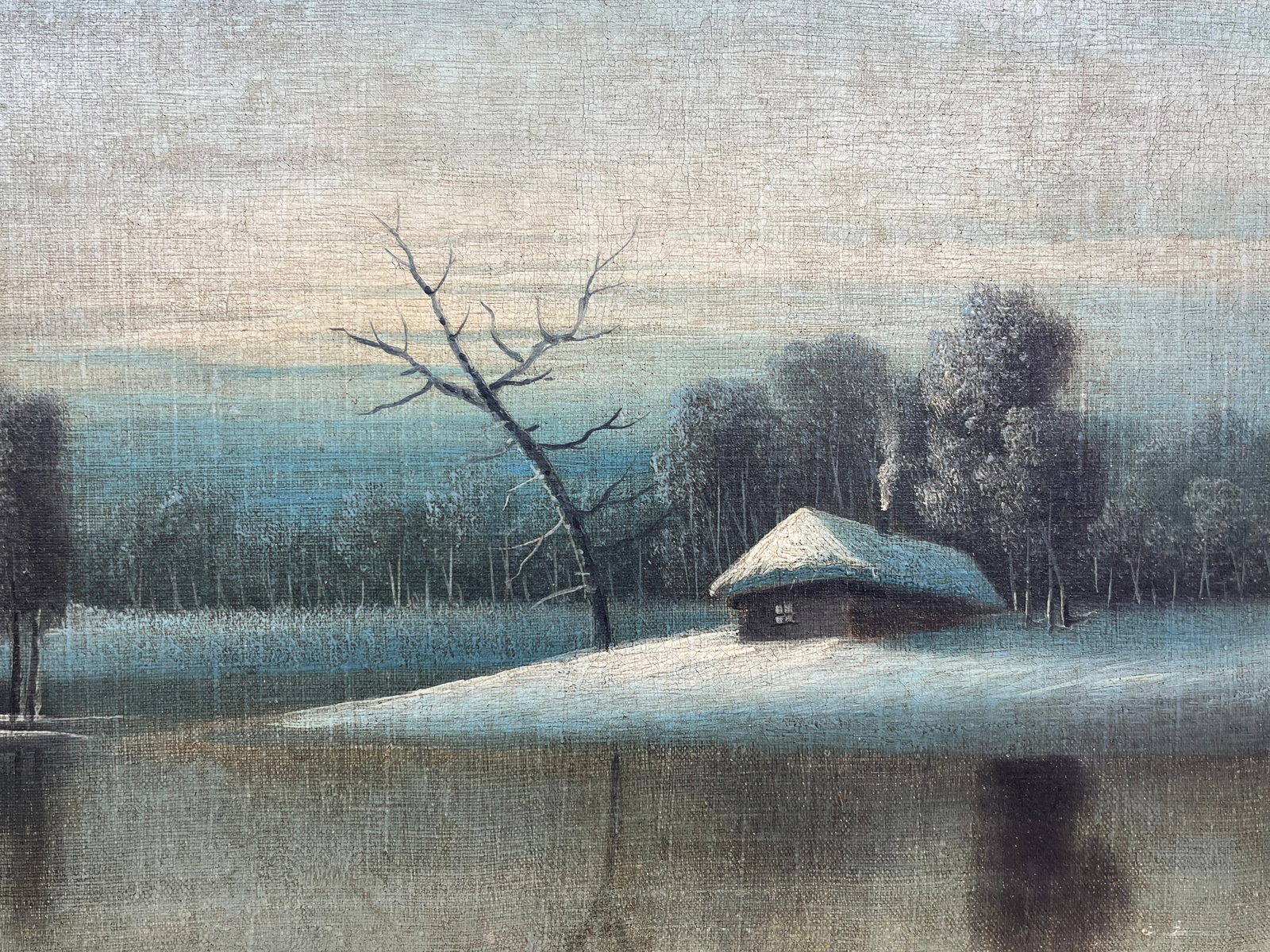 Oil painting Winter night Kronov - 8