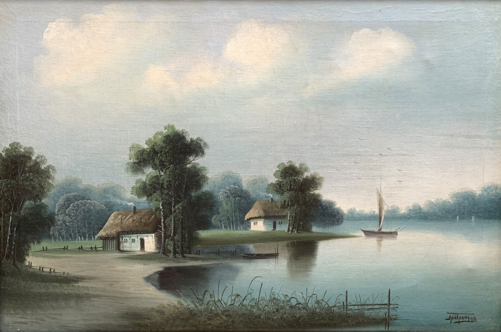 Oil painting Morning fishing Prokuda - 2