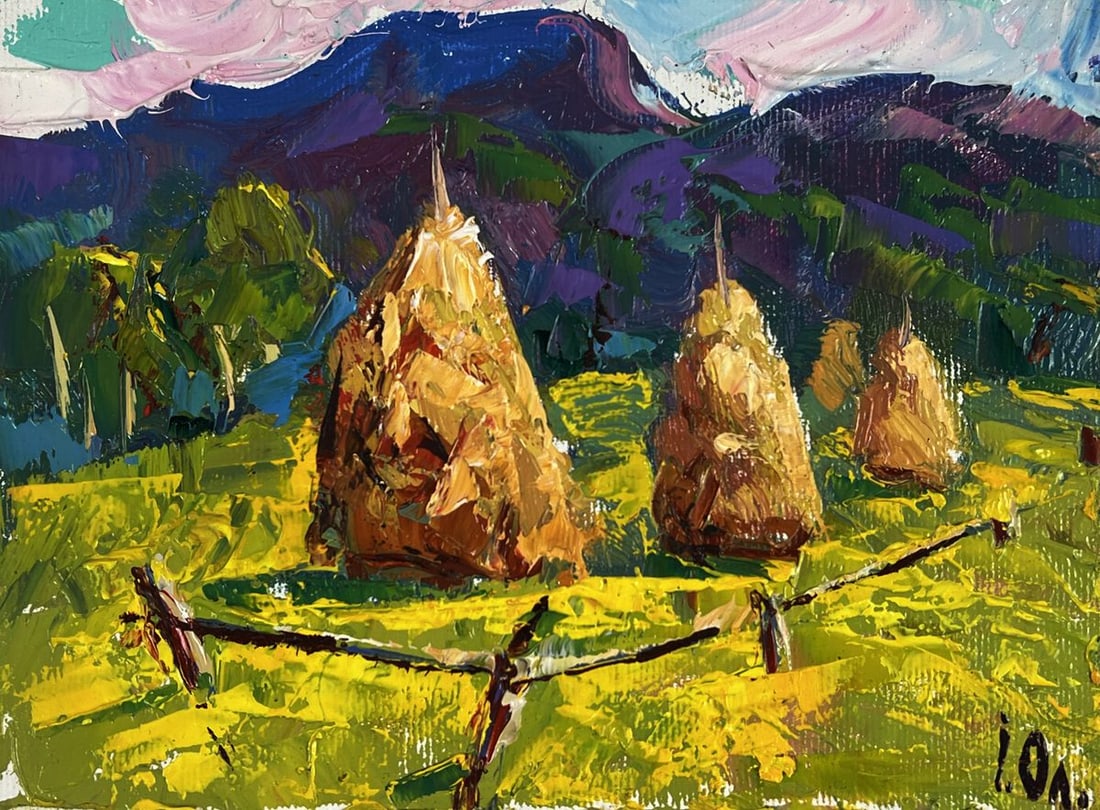 Oil painting Mowed Hay in the Field Oleksiy Ivanyuk - 3