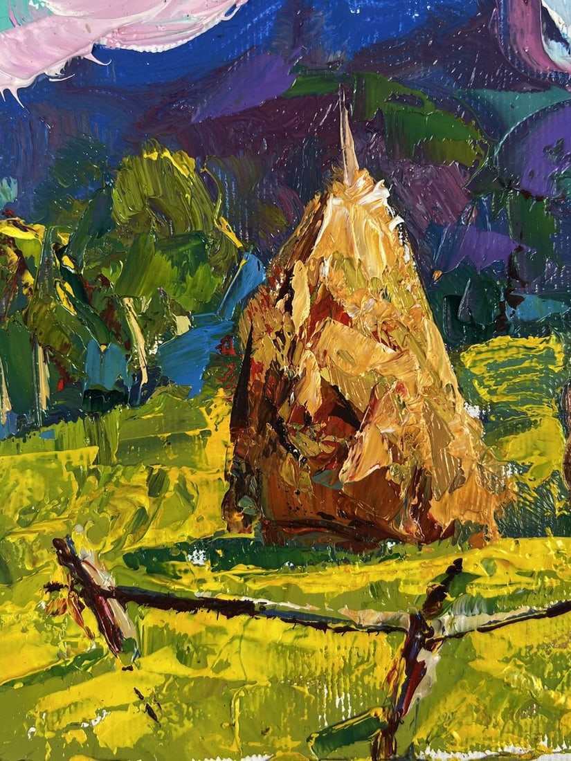 Oil painting Mowed Hay in the Field Oleksiy Ivanyuk - 4