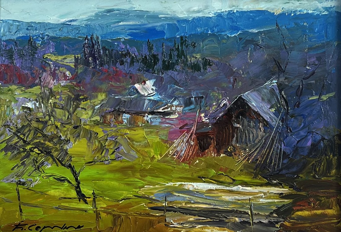 Oil painting Village in the mountains Boris Serdyuk - 3