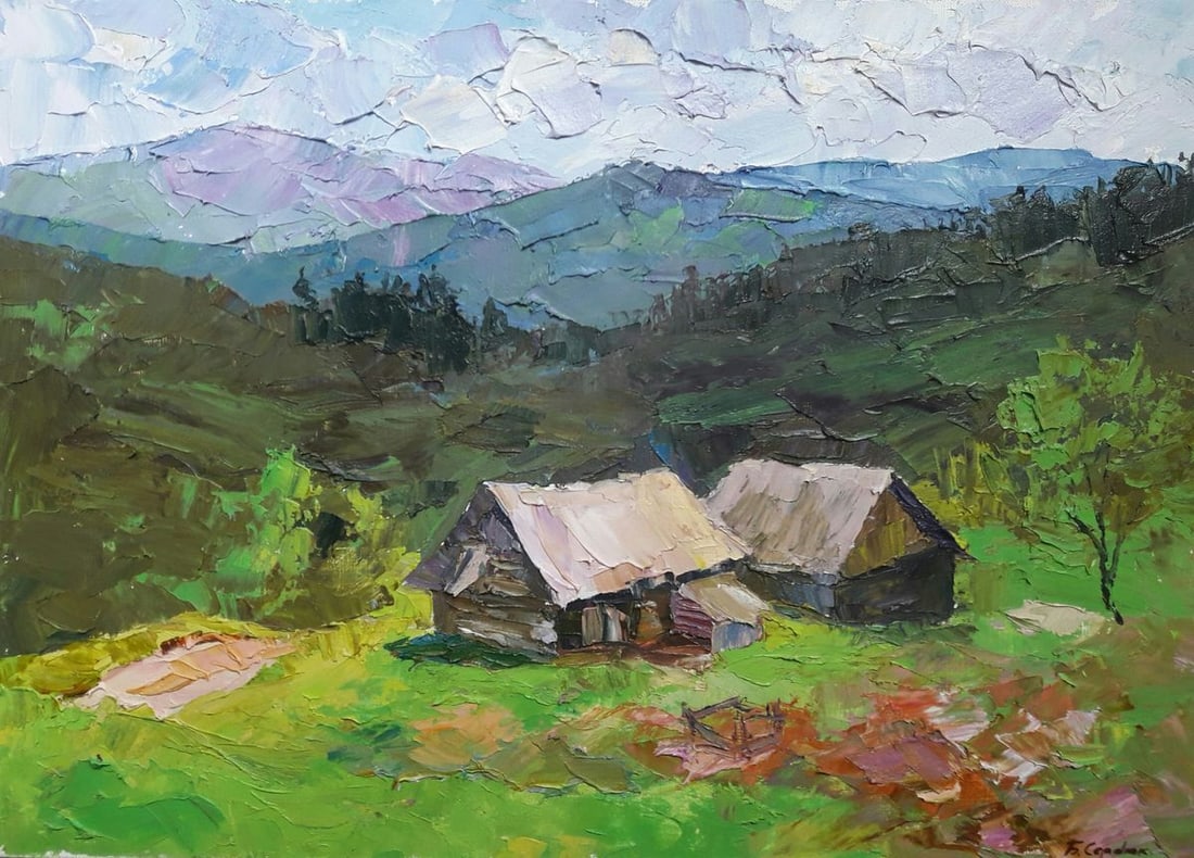 Oil painting On the slopes Serdyuk Boris Petrovich: Title: Oil painting On the slopes Serdyuk Boris Petrovich Description: NoSERB 239 * TITLE: "On the slopes" * ARTISTS: Serdyuk Boris Petrovich * SIZE: 70x50 cm/'27.55x19.68 inches' * MEDIUM: oil, canva