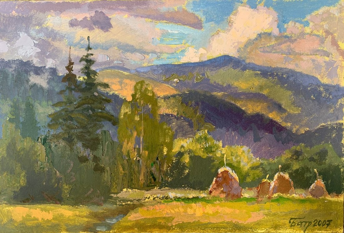 Oil painting In the Carpathians Batrakov Vladimir Grigorievich: Title: Oil painting In the Carpathians Batrakov Vladimir Grigorievich Description: NoAAA2011 Experience the wild beauty of the Carpathian mountains with this stunning oil painting. "In the Carpathians