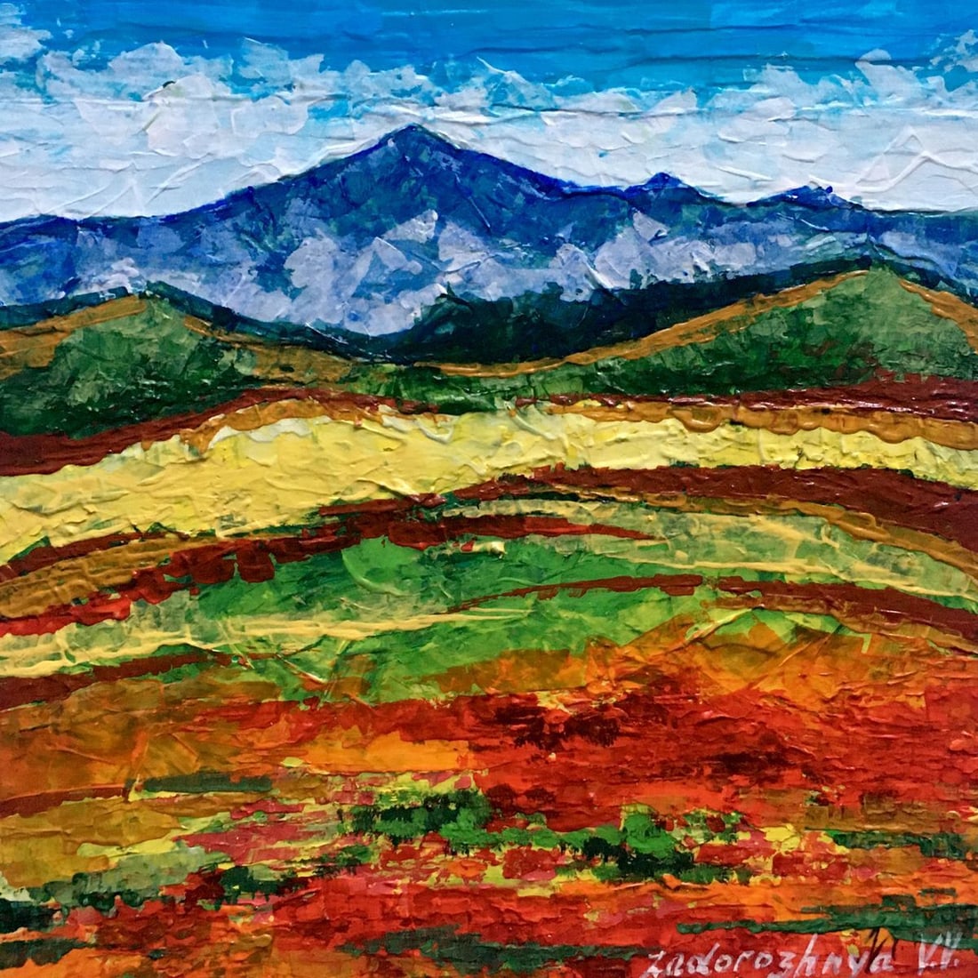 Oil painting Mountain view Zadorozhnya V. V.: Title: Oil painting Mountain view Zadorozhnya V. V. Description: NoAAA2541 *** ABOUT THIS PAINTING *** * TITLE: "Mountain view" * ARTISTS: Zadorozhnya V. V. * SIZE: 20x20 cm/'7.87x7.87 inches' * MEDIU
