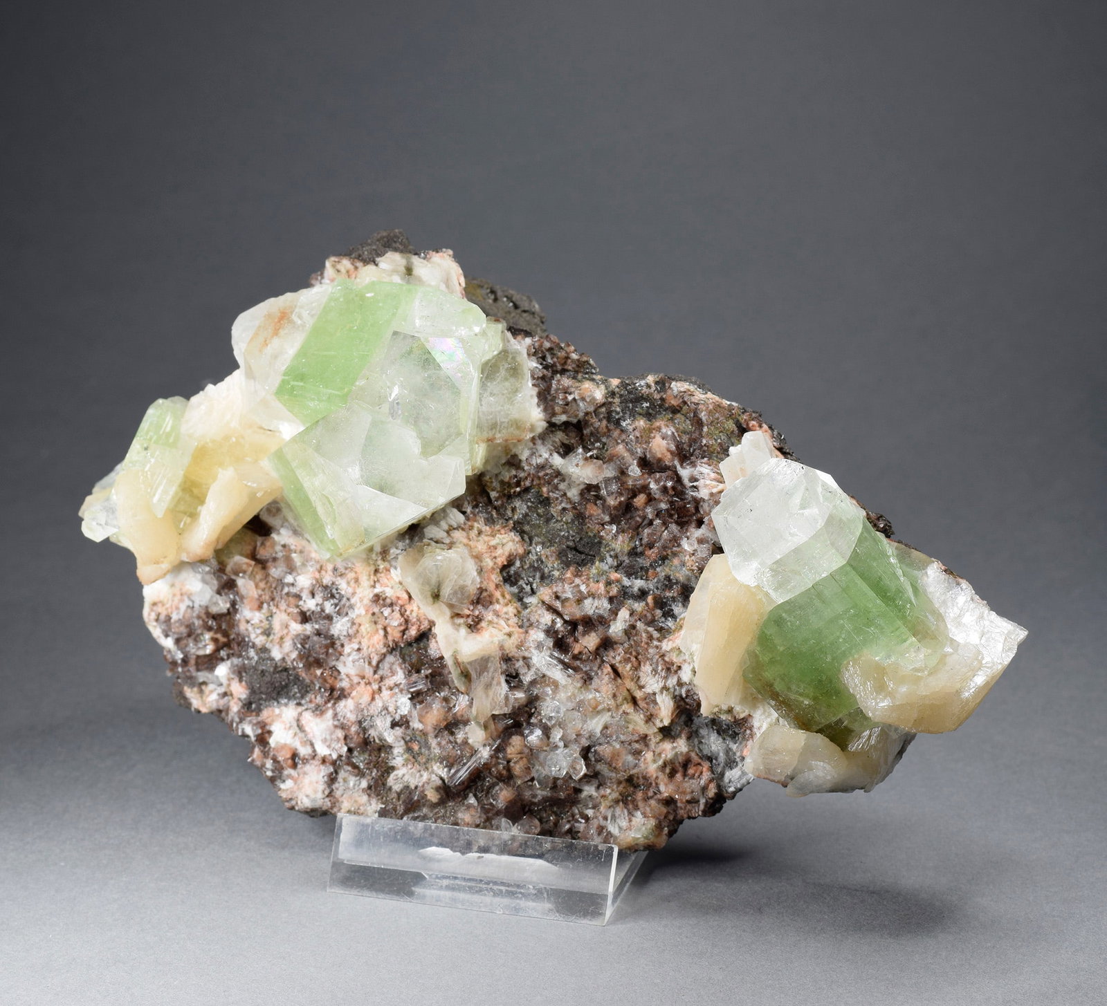 Crystals of Apophyllite, calcite and heulandite on trap matrix - 3