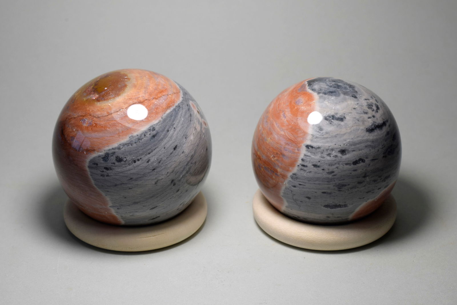 Duo of Polished Ocean Jasper spheres - 2