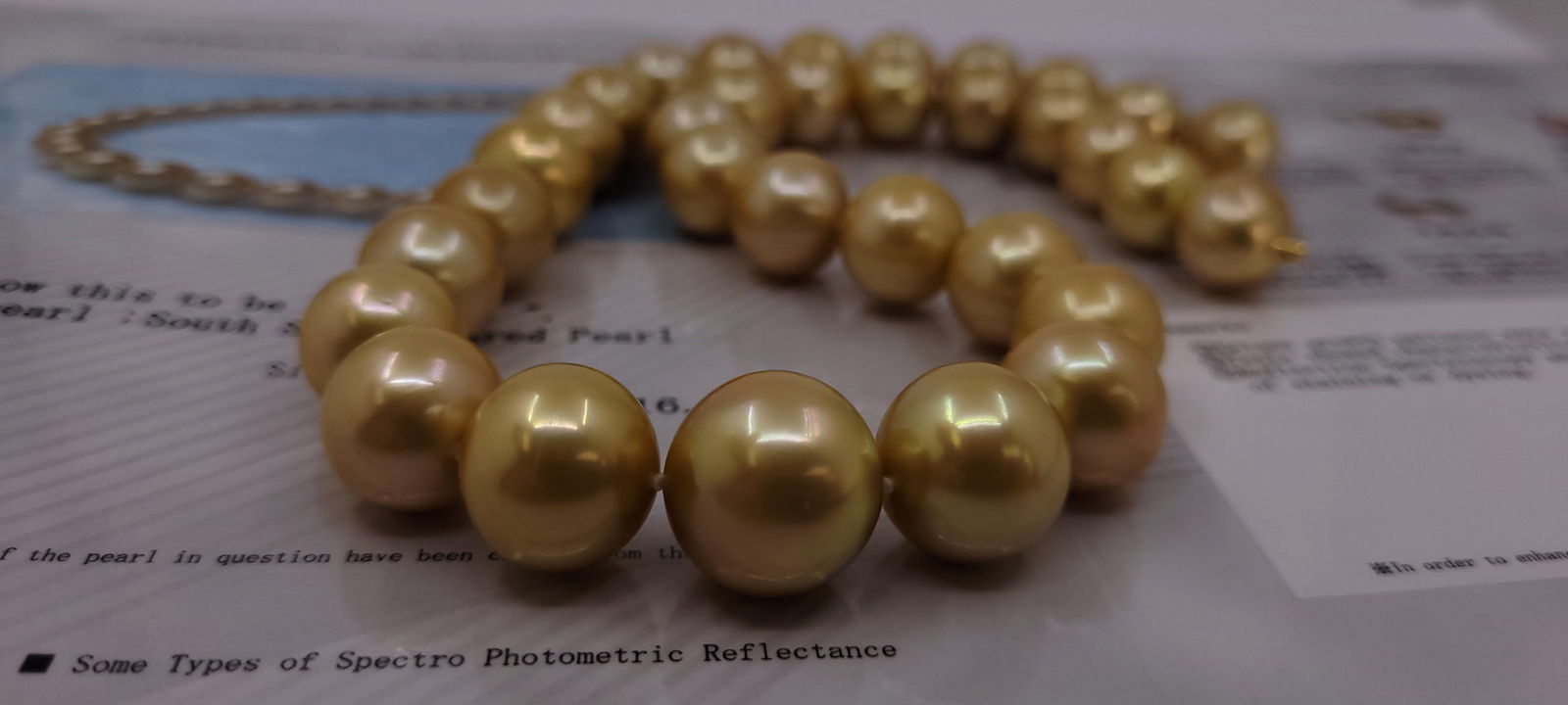 Necklace PSL Certified Australian Deep Golden South Sea Pearls - Huge Size - 13.1x16.4mm - 17