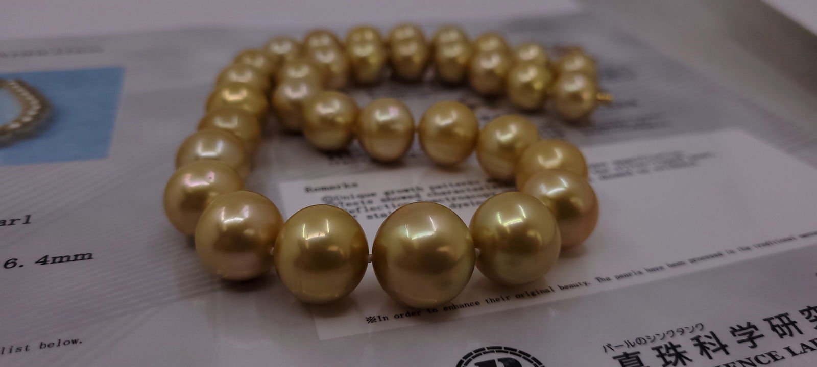 Necklace PSL Certified Australian Deep Golden South Sea Pearls - Huge Size - 13.1x16.4mm - 20