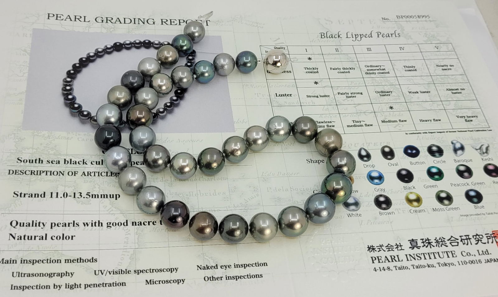 PEARL INSTITUTE CO. Certified Multi Tahitian Pearls - Huge Size - 11.0x13.8mm Necklace - 11