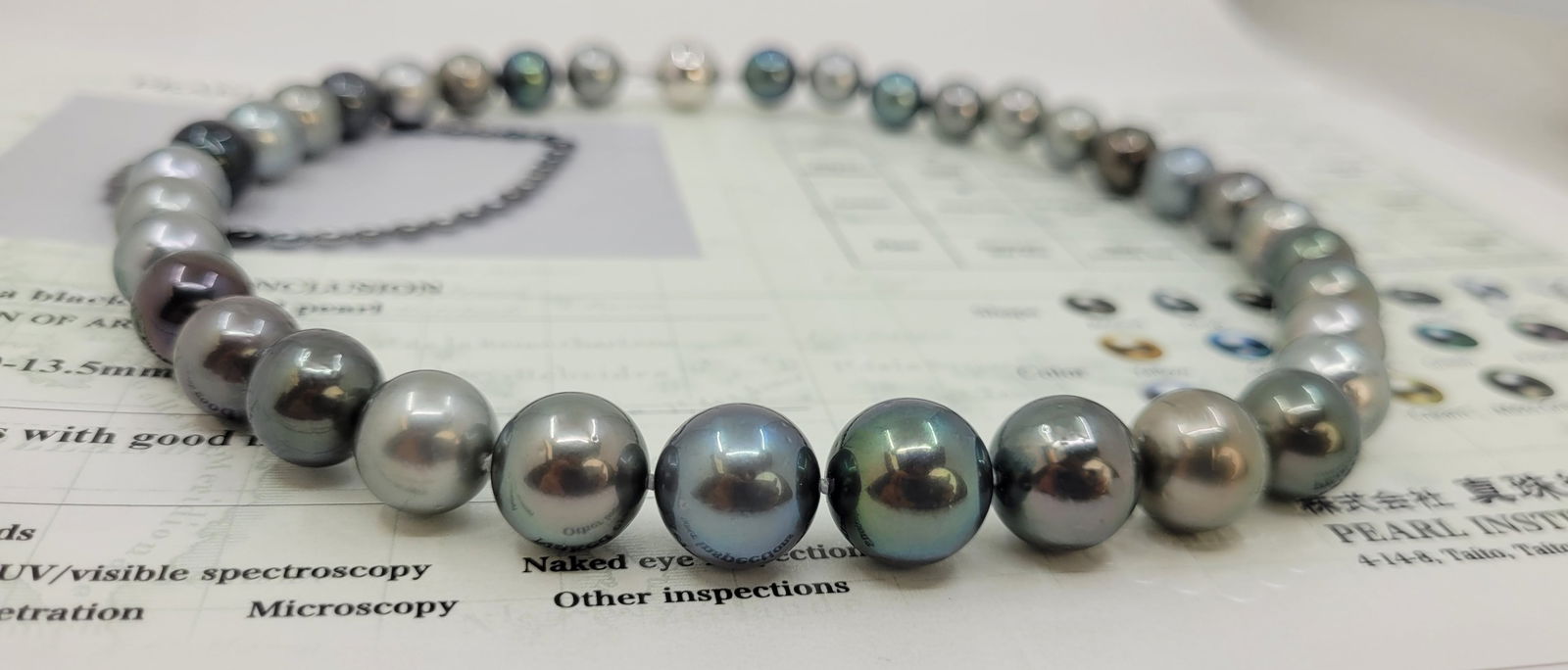 PEARL INSTITUTE CO. Certified Multi Tahitian Pearls - Huge Size - 11.0x13.8mm Necklace - 7