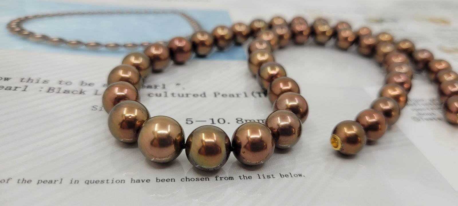 Necklace PSL Certified Chocolate Tahitian Pearls 8.5x10.8mm - 15