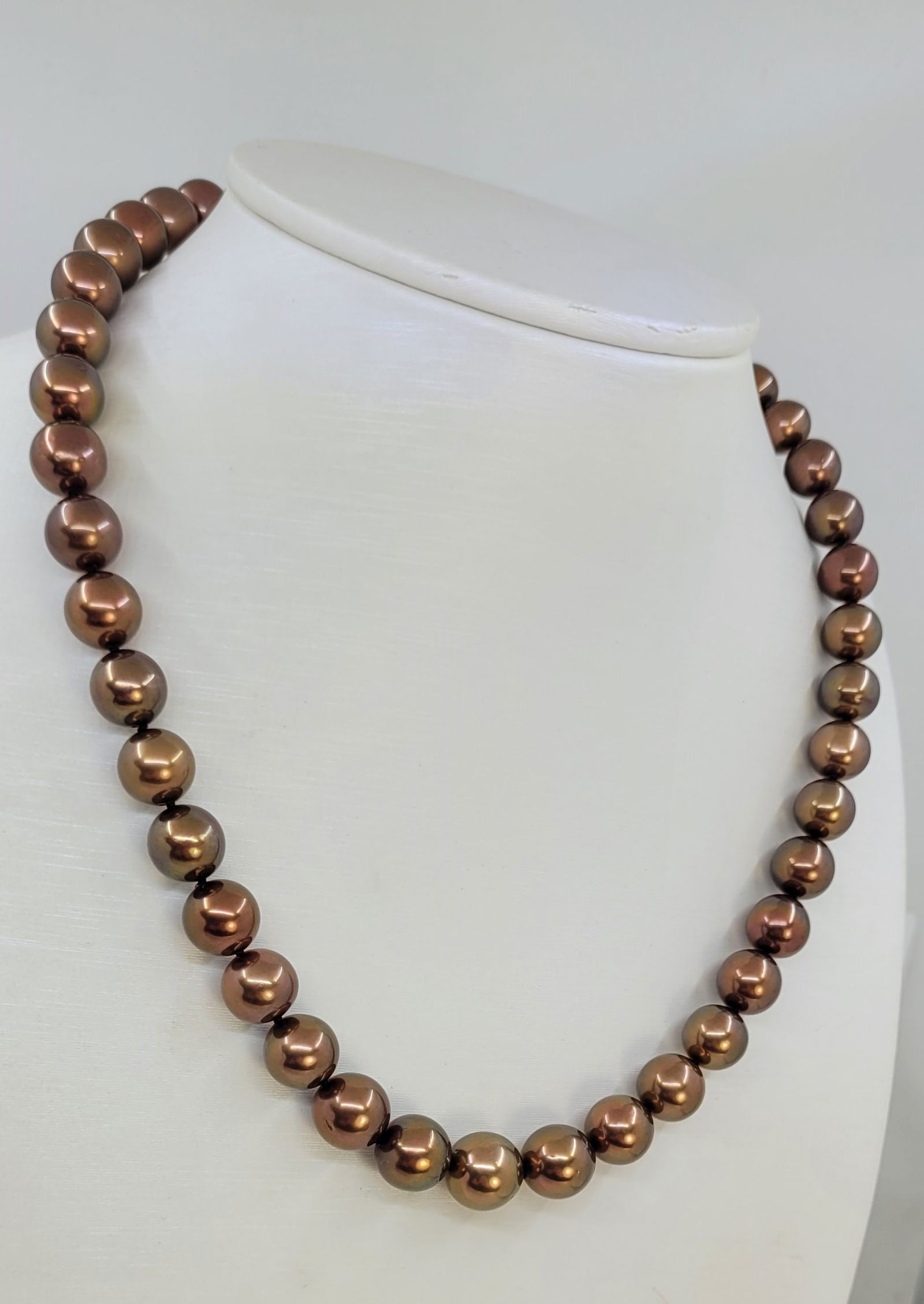 Necklace PSL Certified Chocolate Tahitian Pearls 8.5x10.8mm - 6