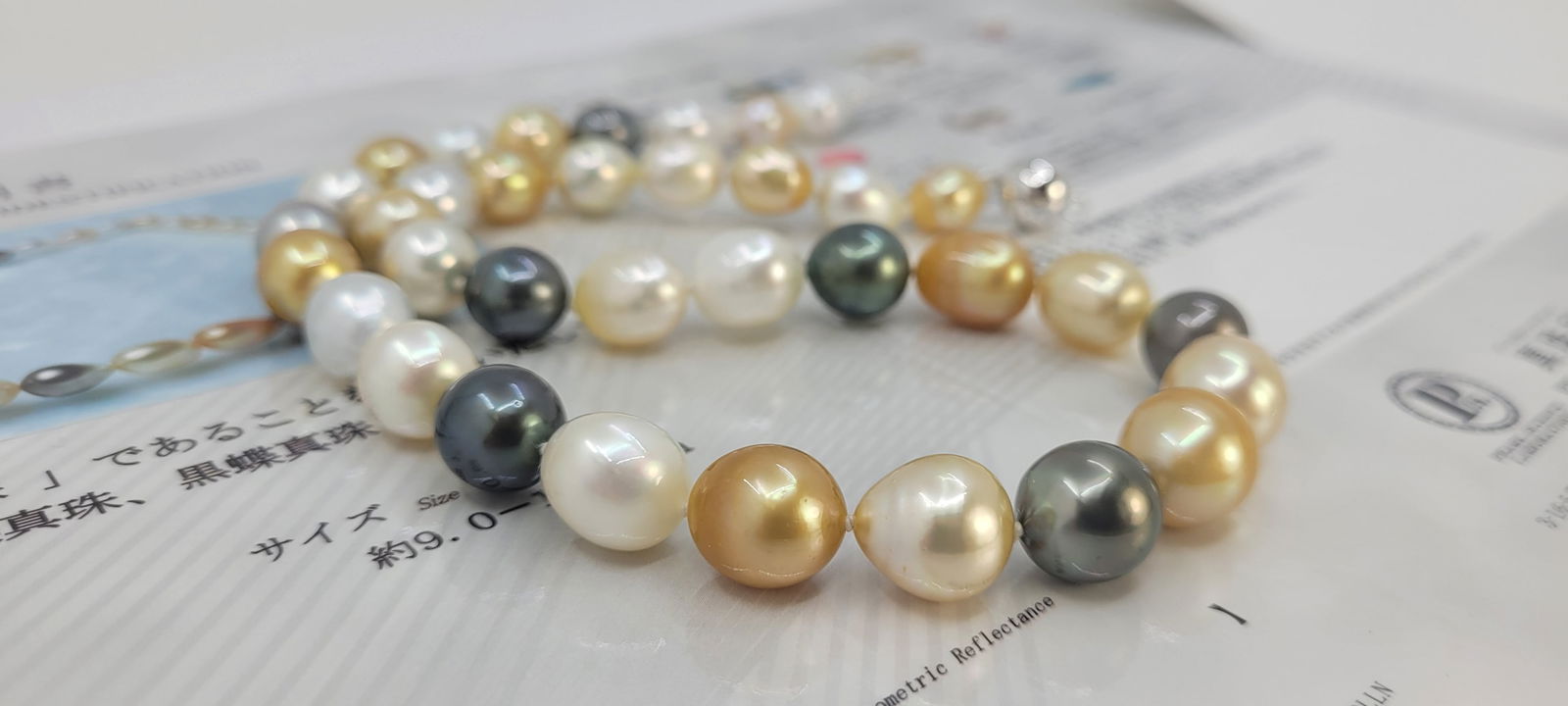 Necklace PSL Certified South Sea and Tahiti pearls - 9.0x12.1mm - 13
