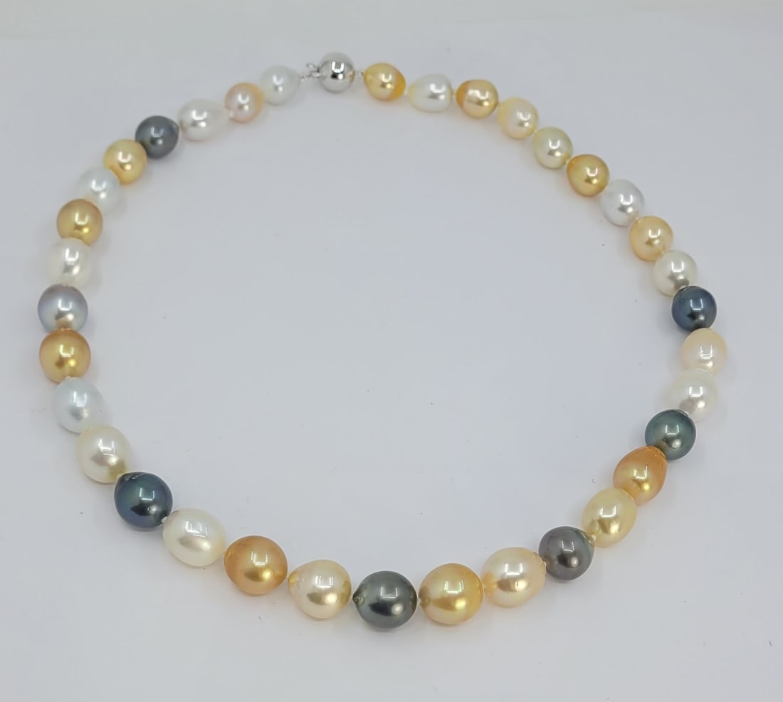 Necklace PSL Certified South Sea and Tahiti pearls - 9.0x12.1mm - 16