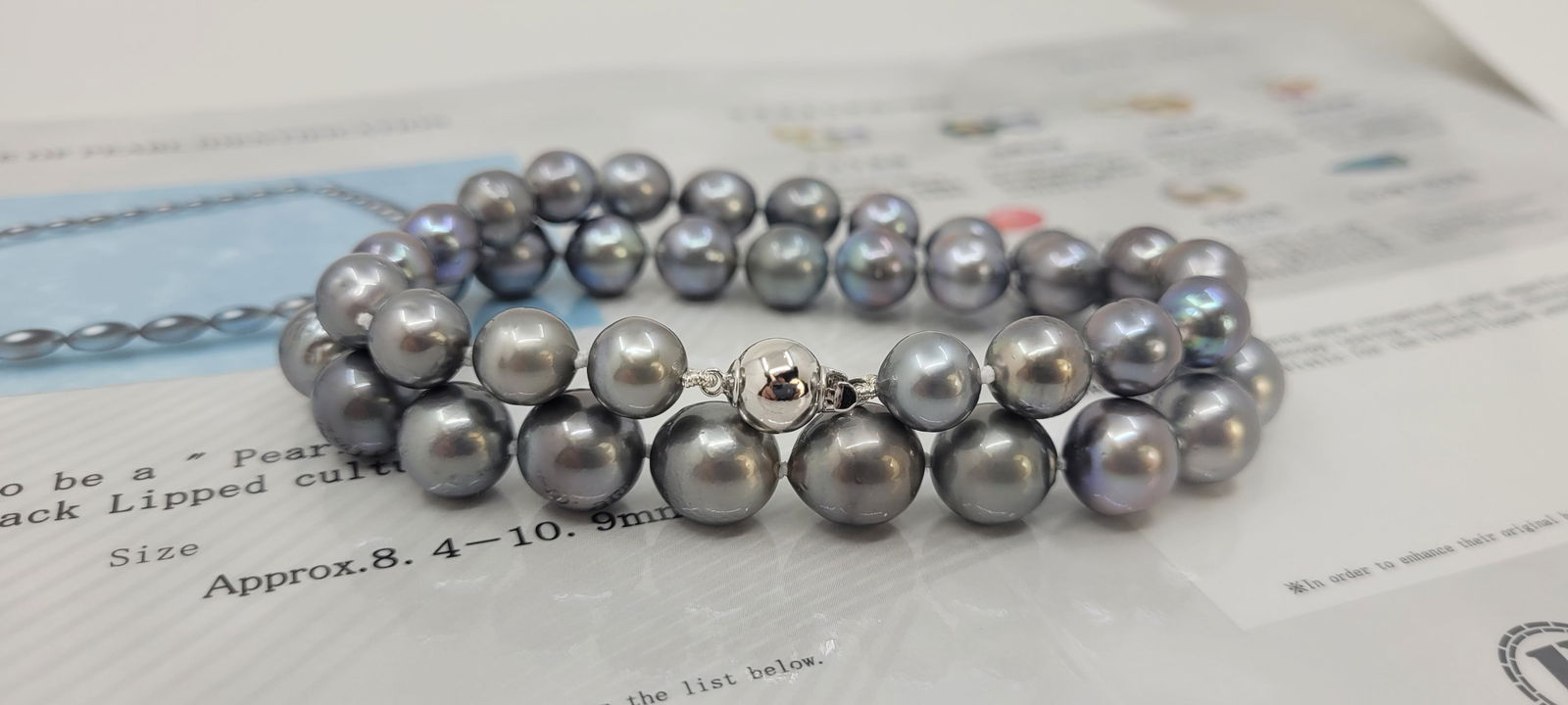Necklace PSL Certified Tahitian Pearls - 8.4x10.9mm - 11
