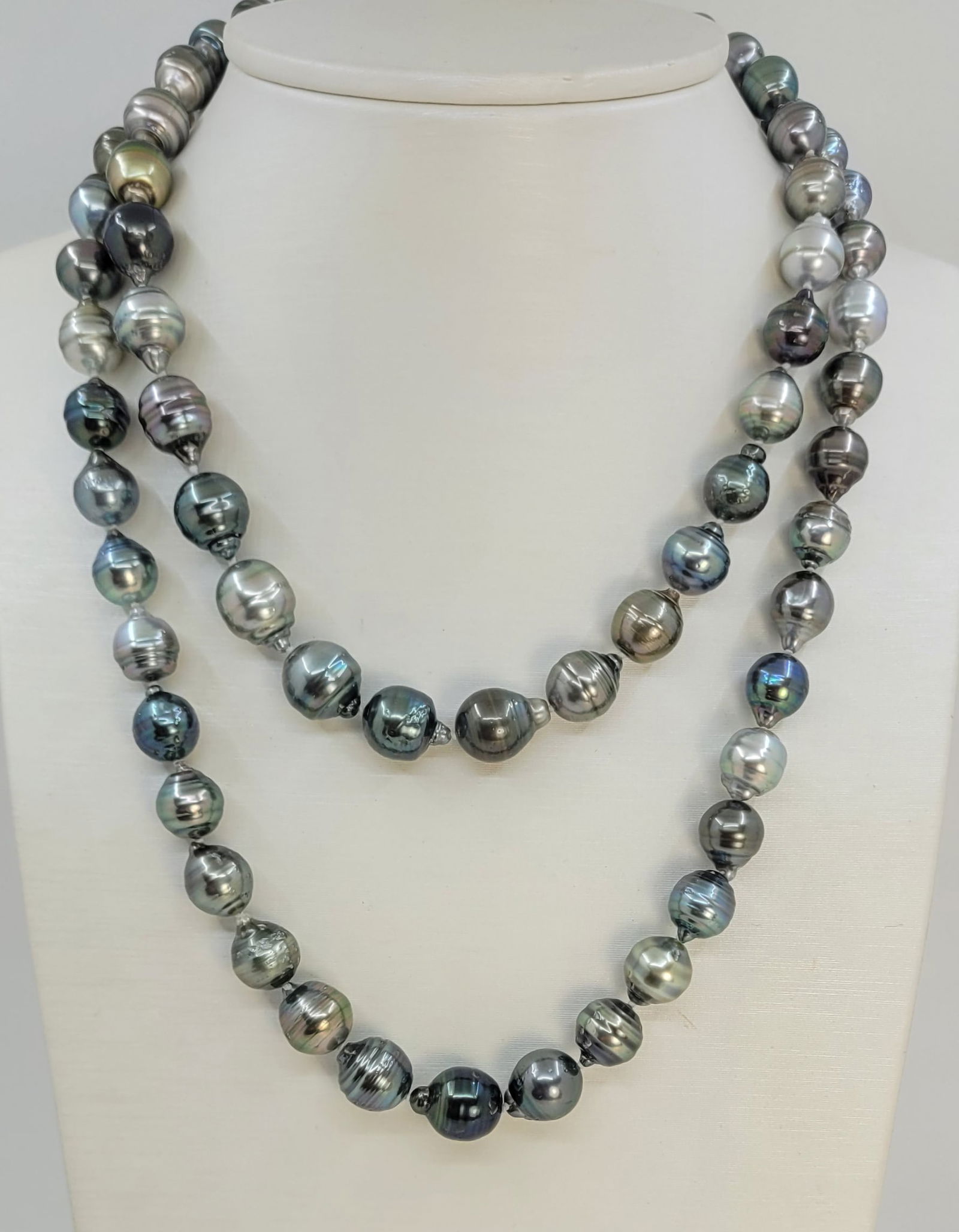 Double 2 row Bright 8.3x11.5mm Multi Tahitian pearls - 3