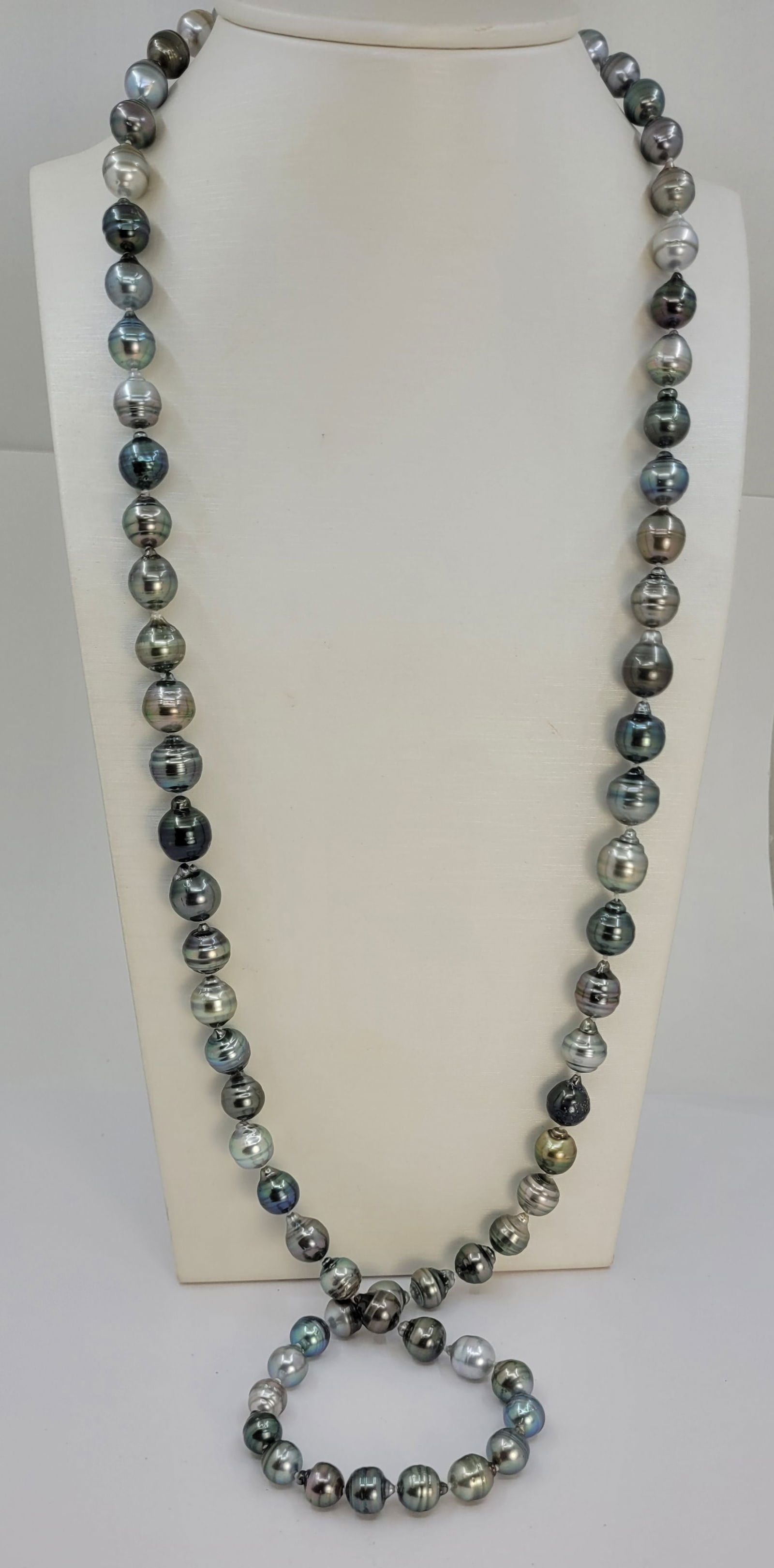 Double 2 row Bright 8.3x11.5mm Multi Tahitian pearls - 5