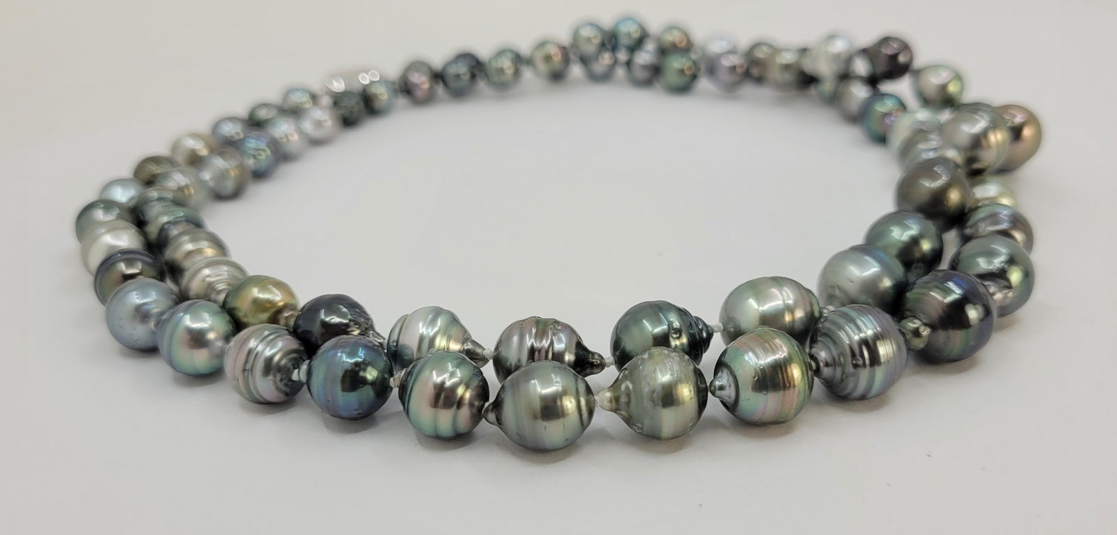 Double 2 row Bright 8.3x11.5mm Multi Tahitian pearls - 6