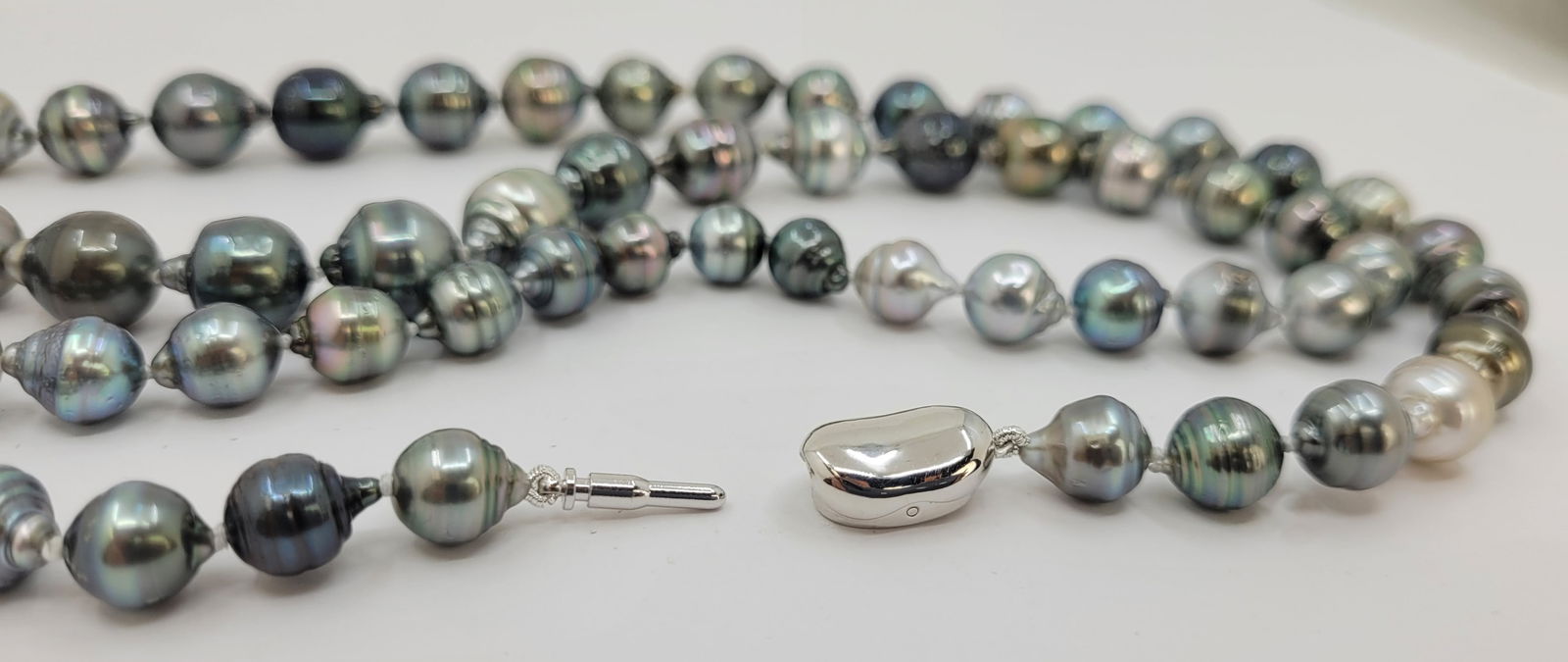 Double 2 row Bright 8.3x11.5mm Multi Tahitian pearls - 8