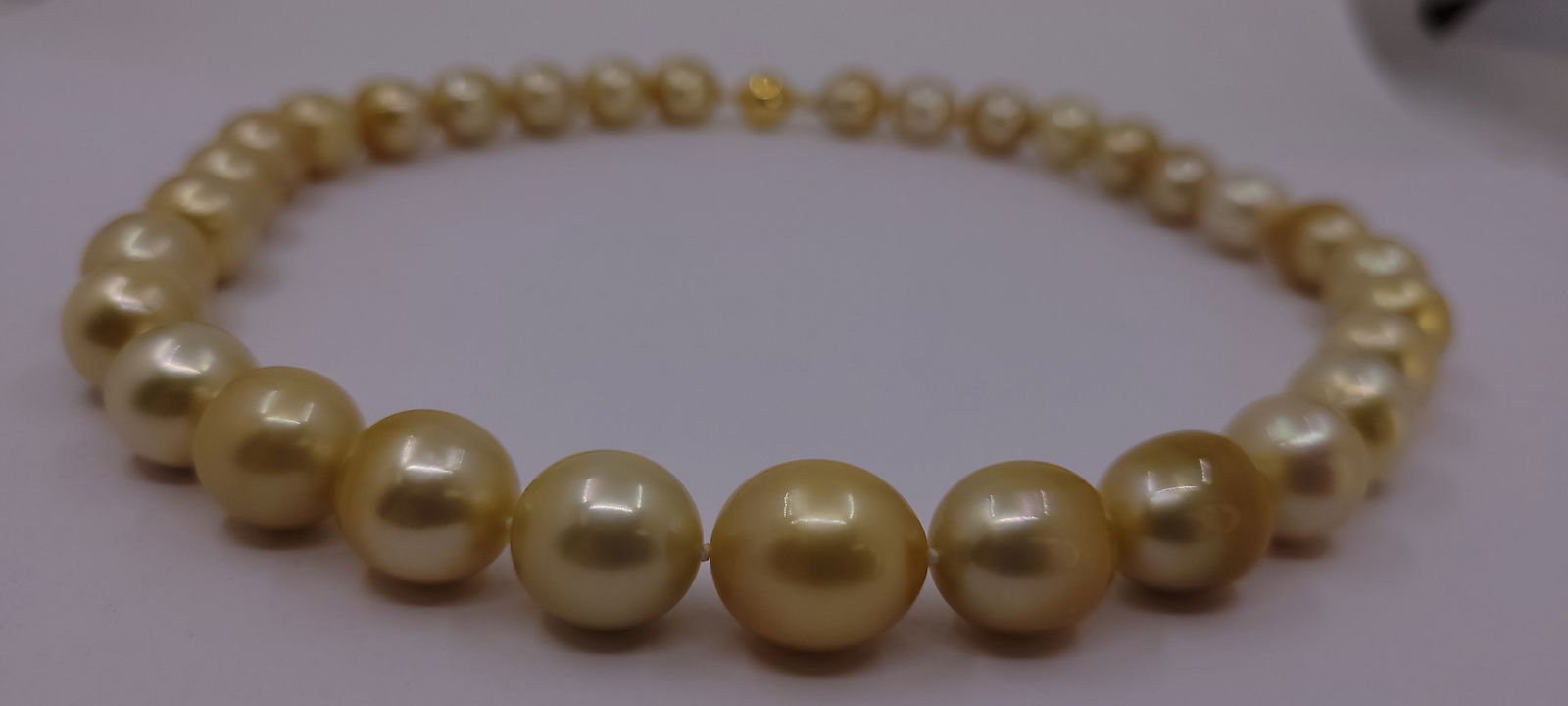 Necklace HUGE SIZE - ALGT Certified Golden South Sea Pearls - 11.6x14.4mm - 18