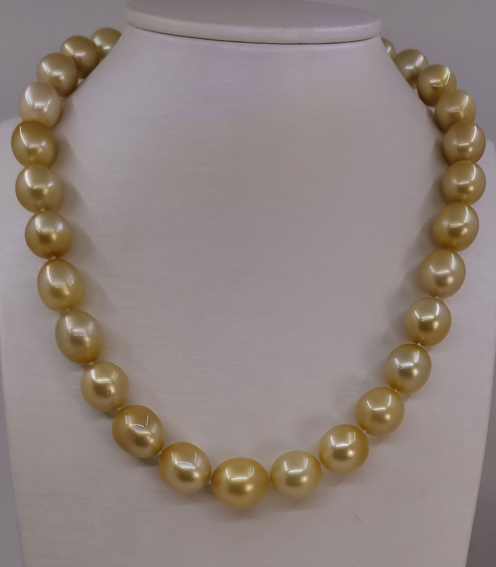 Necklace HUGE SIZE - ALGT Certified Golden South Sea Pearls - 11.6x14.4mm - 2