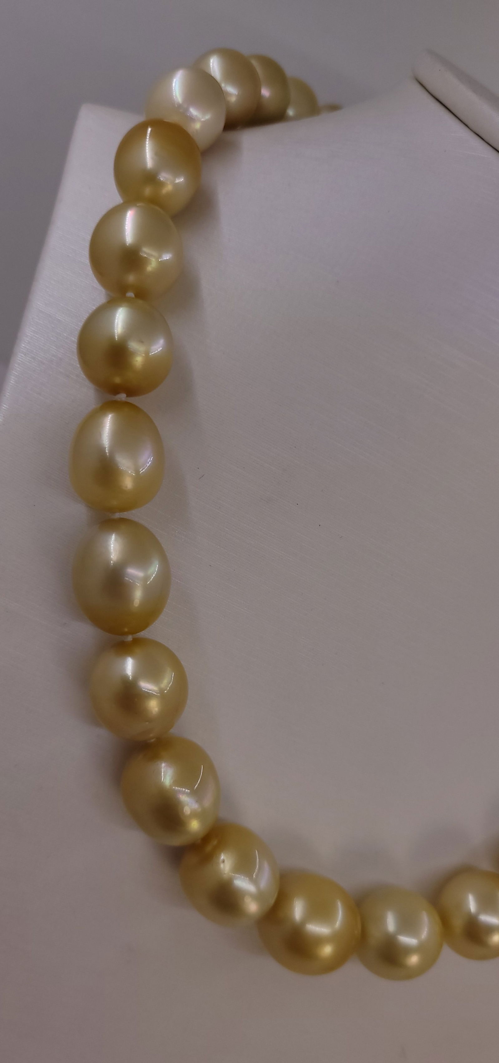 Necklace HUGE SIZE - ALGT Certified Golden South Sea Pearls - 11.6x14.4mm - 4